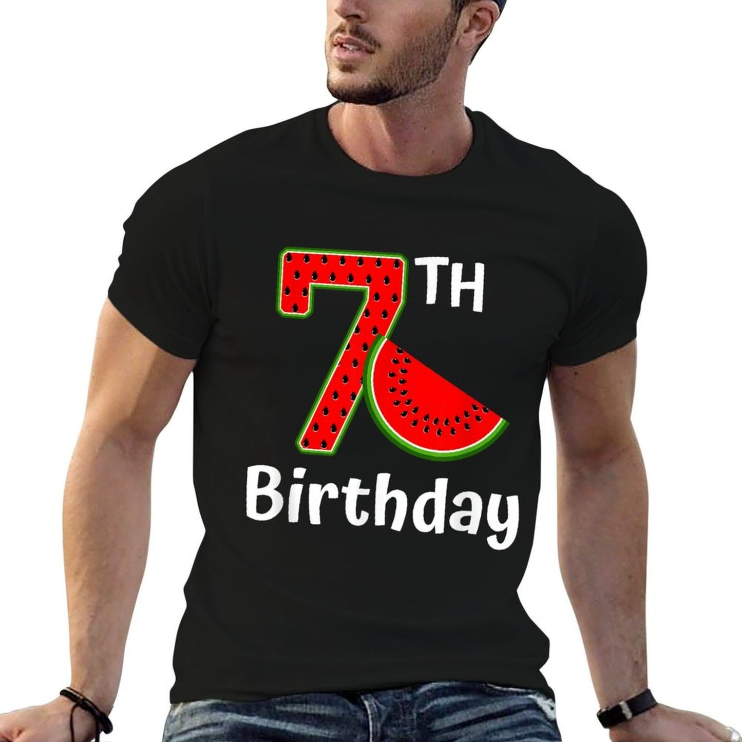 Cute Watermelon 7th Birthday 7 Years Old for Girl Boy Age 7 Odor-resistant T-Shirt