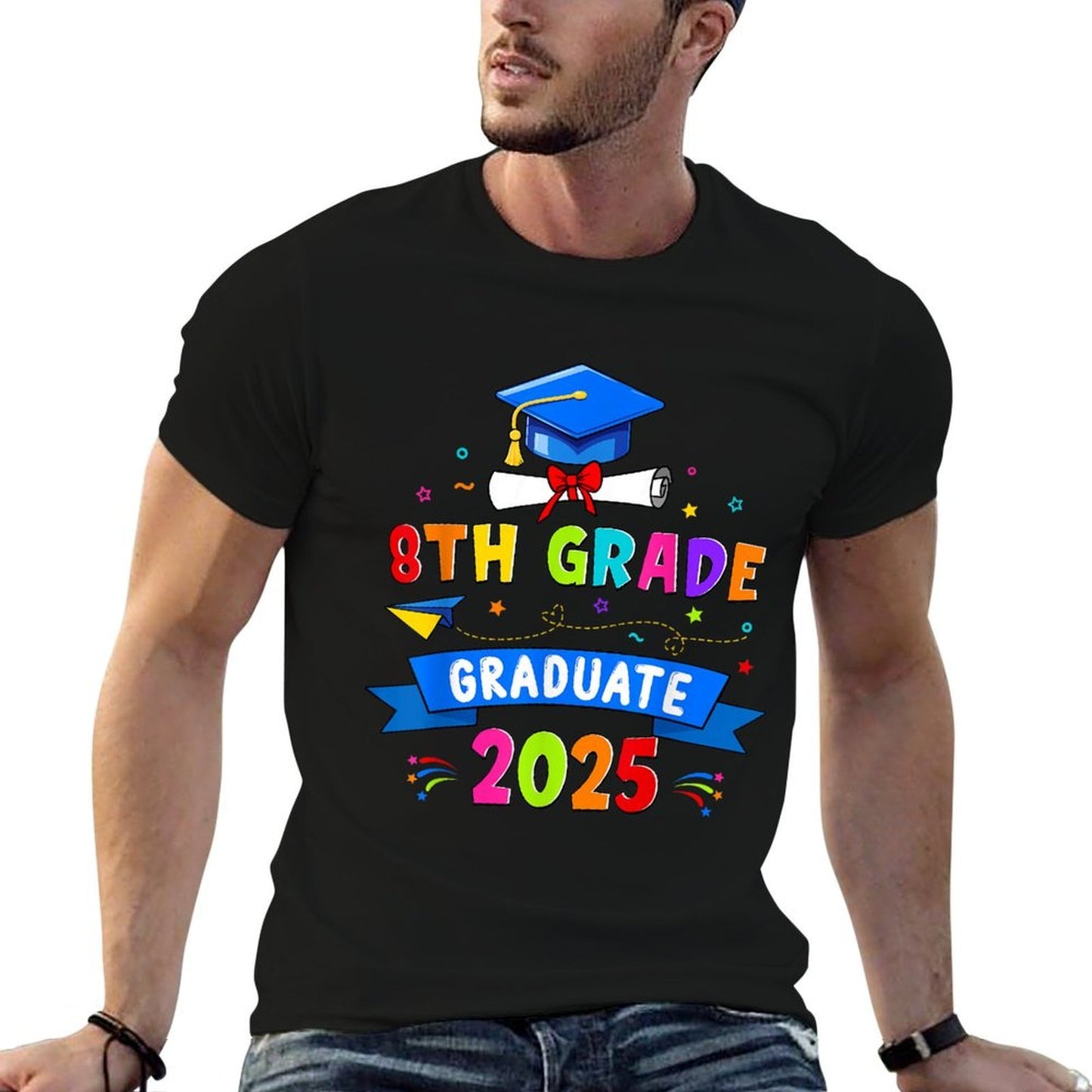8th Grade Graduation 2025 Graduate Class Of 2025 Boy Girl Summer-ready Fabric T-Shirt
