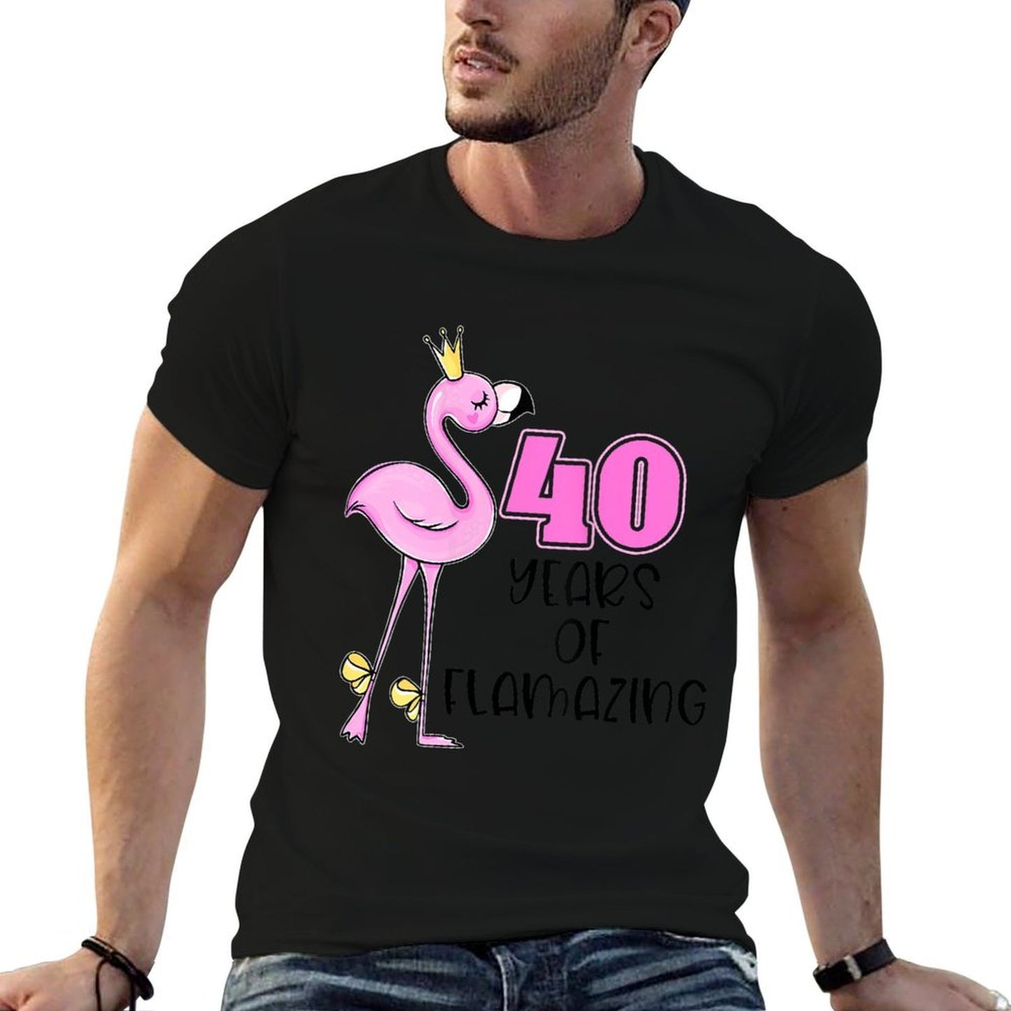 Womens 40 Years Of Flamazing Flamingo Design Beach 40th Birthday High-quality Stitching T-Shirt