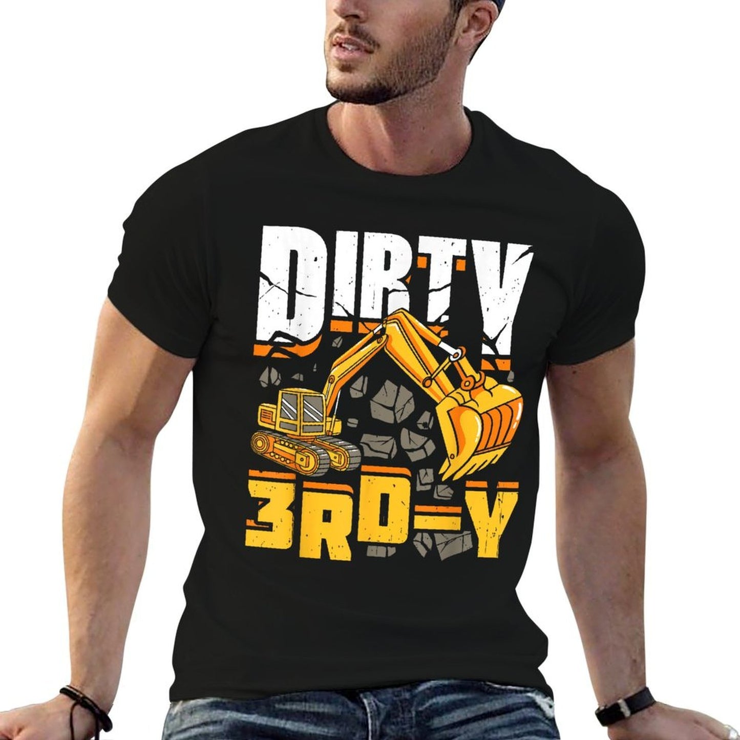 Construction 3rd Birthday Boy Dirty 3rd-Y Excavator Funny Eco-friendly Material T-Shirt