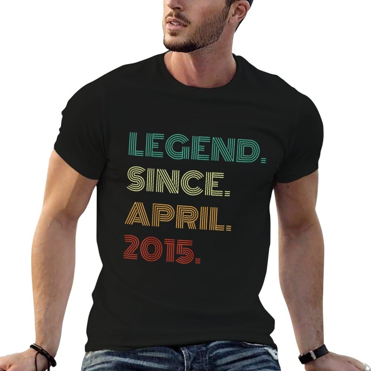 10 Years Old Legend Since April 2015 10th Birthday Rolled Sleeves T-Shirt