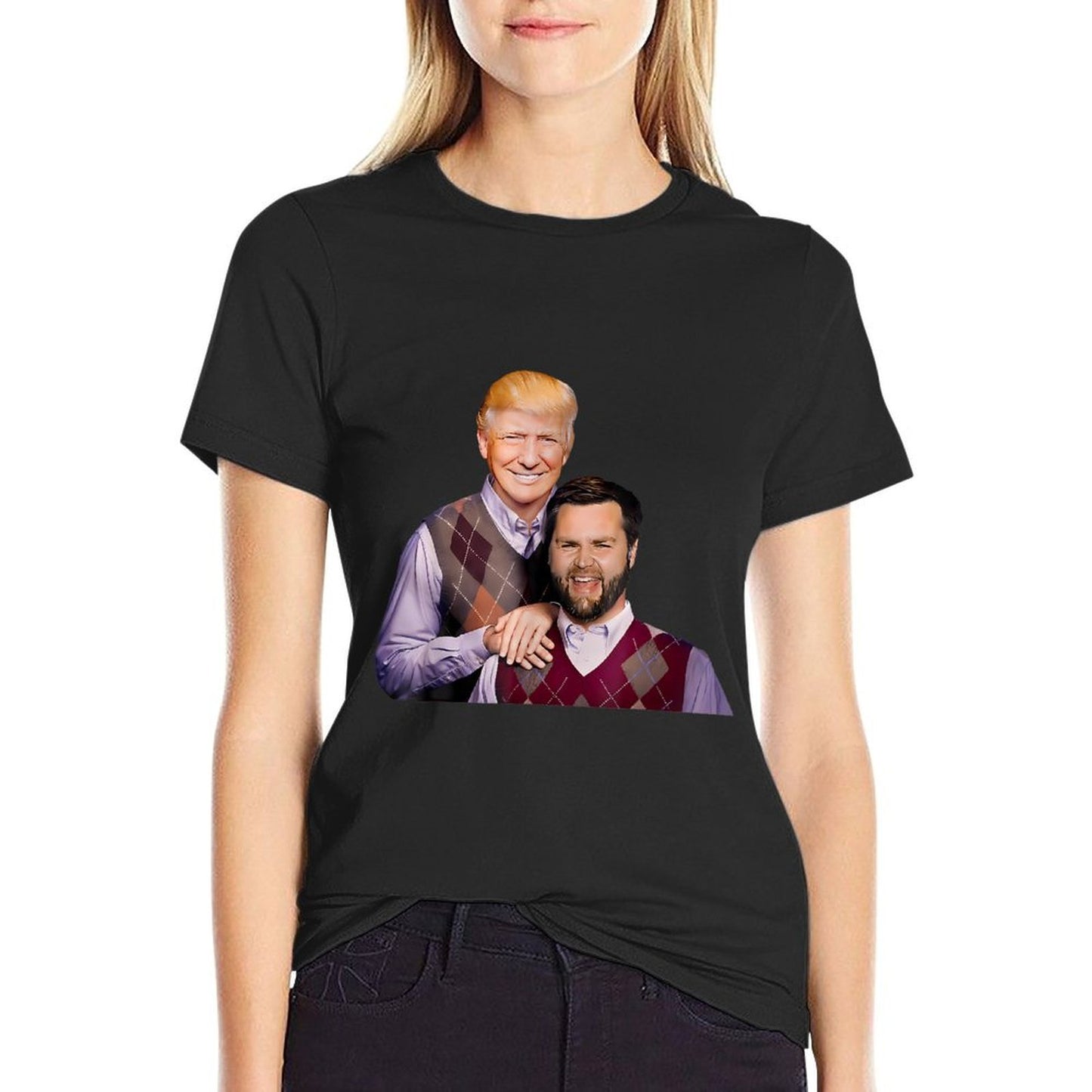 Trump Vance 2024 Brothers Funny Parody Trump J D Vance Bros Ribbed Collar T-Shirt