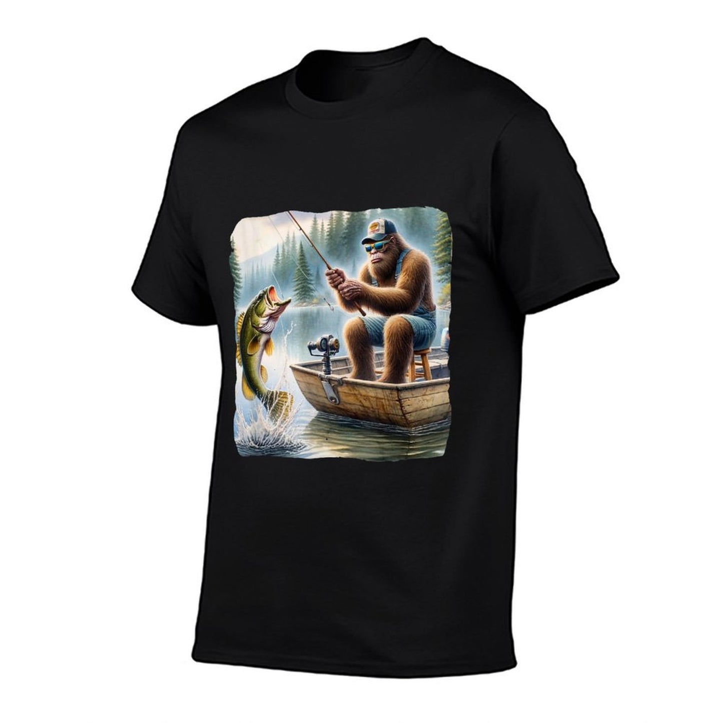 Bigfoot Fishing Funny Sasquatch Summer Bass Fisherman Soft T-Shirt