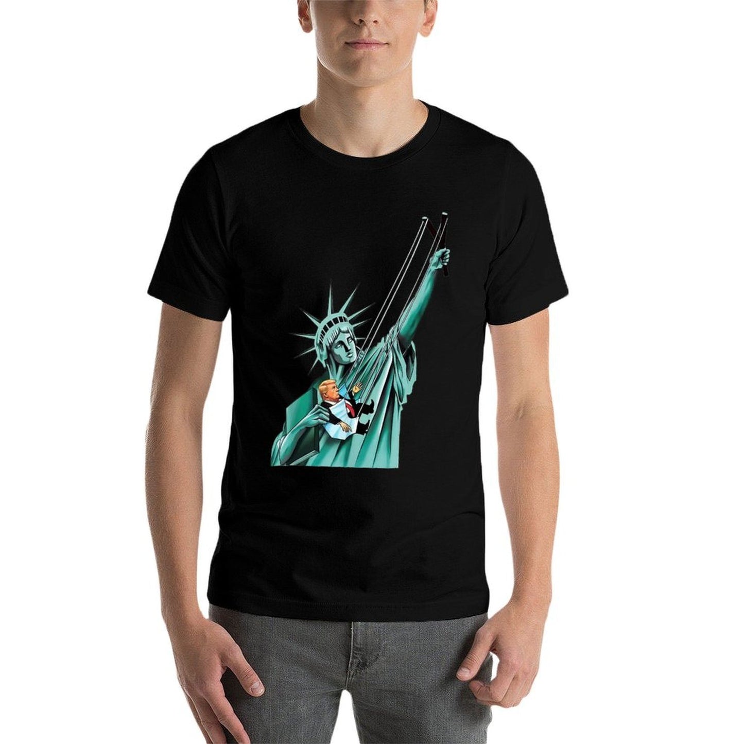 Statue of Liberty, Anti Trump, Funny Political Summer-ready Fabric T-Shirt