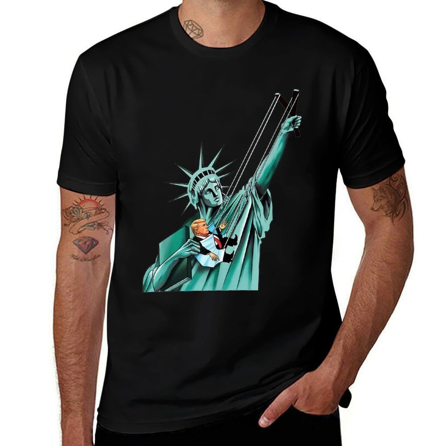 Statue of Liberty, Anti Trump, Funny Political Summer-ready Fabric T-Shirt