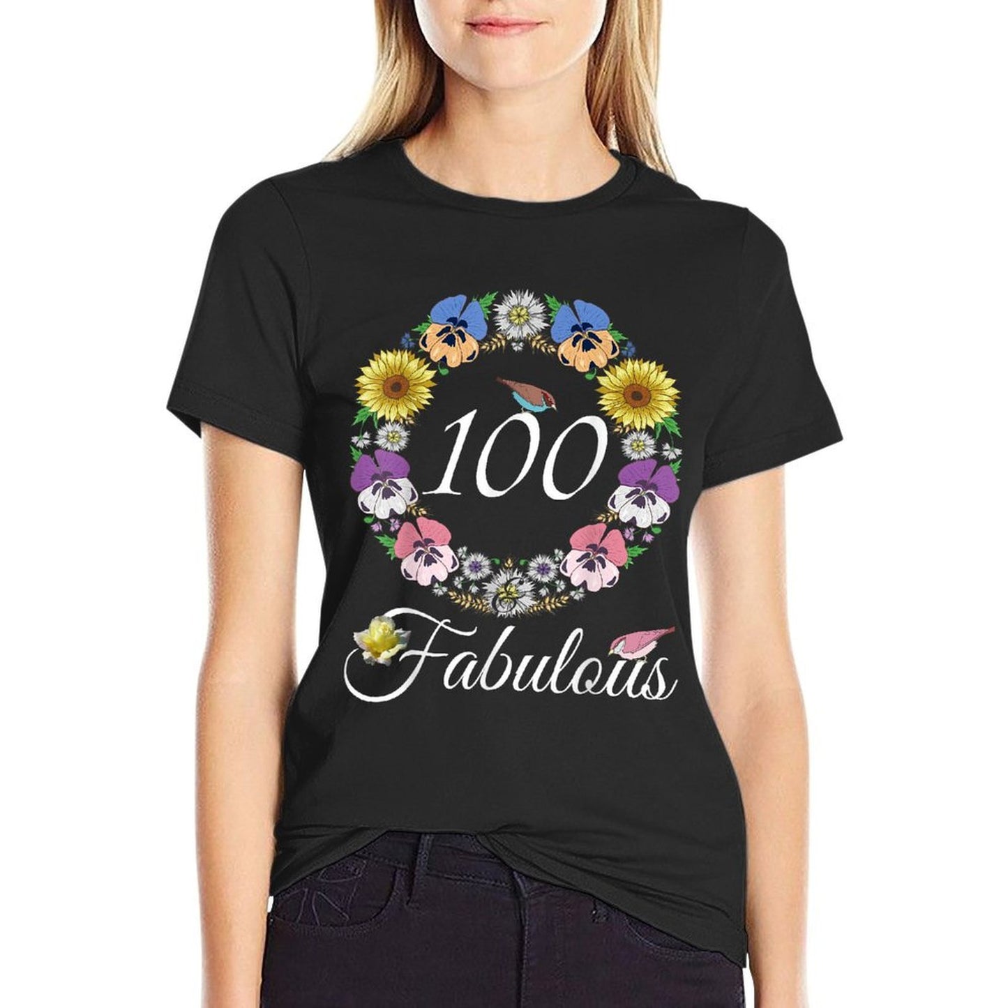 100 & Fabulous 100 Year Old Floral 1923 100th Birthday Eco-friendly Material T-Shirt