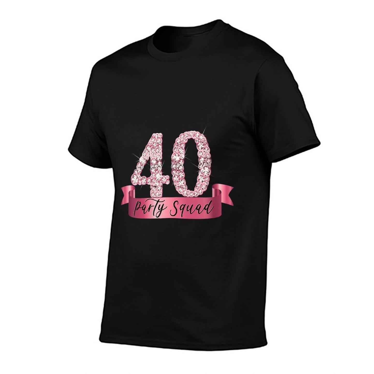 Womens 40th Birthday Party Squad I Pink Group Photo Decor Outfit Summer-ready Fabric T-Shirt