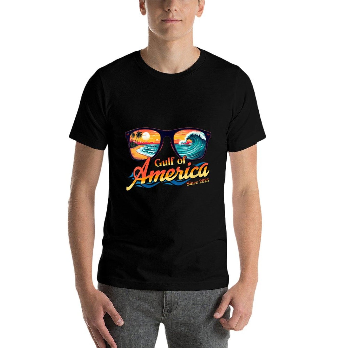 Womens Gulf Of USA America Sunglasses Welcome To America's Gulf V-Neck Odor-resistant T-Shirt
