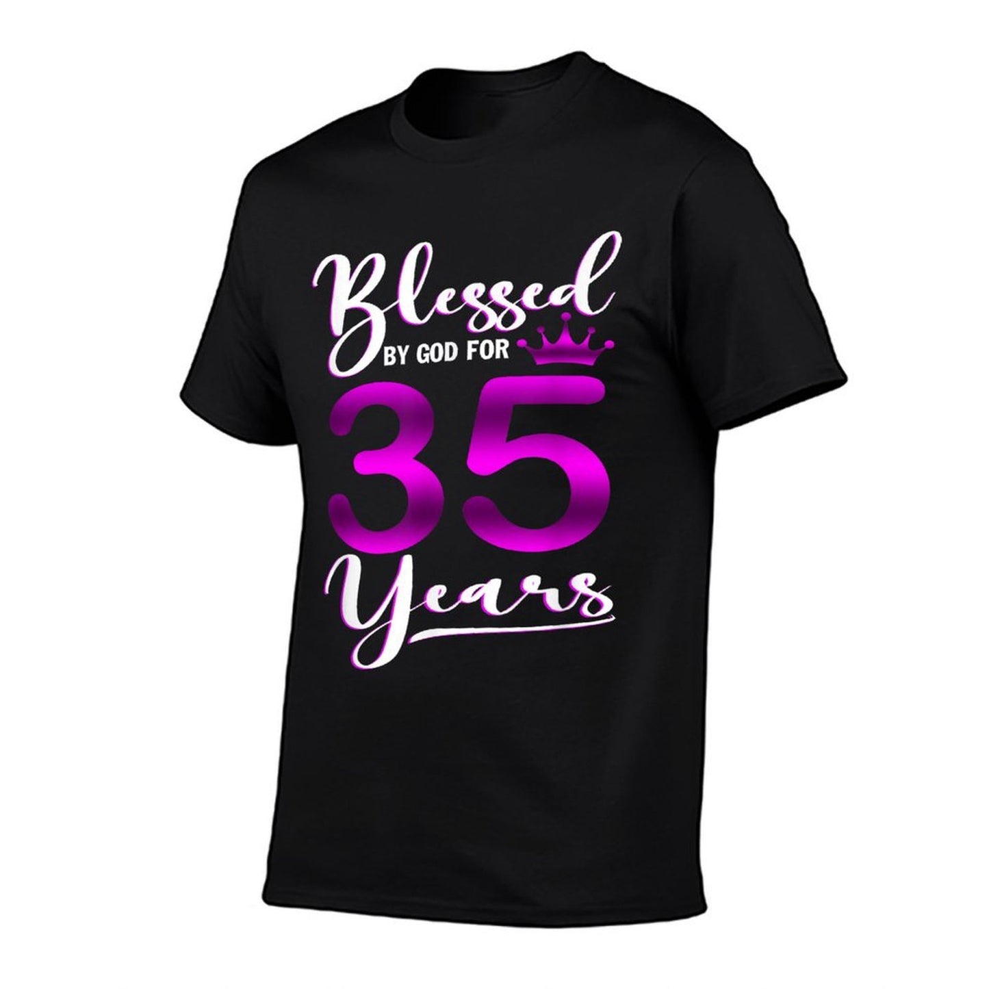 Vintage Blessed by God For 35 Years Old Happy 35th Birthday High-quality Stitching T-Shirt