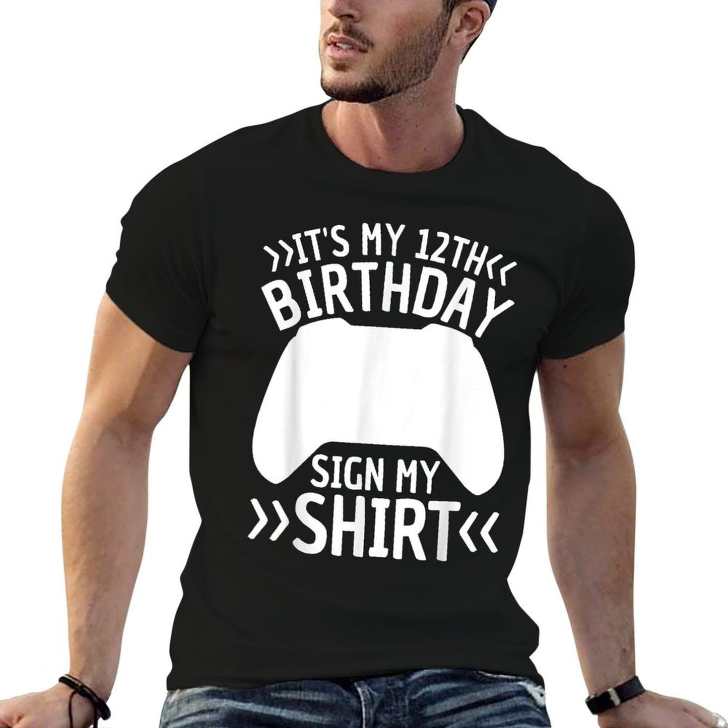 12 Years Old Boy Gamer Birthday Its My 12th Birthday Sign My Eco-friendly Material T-Shirt