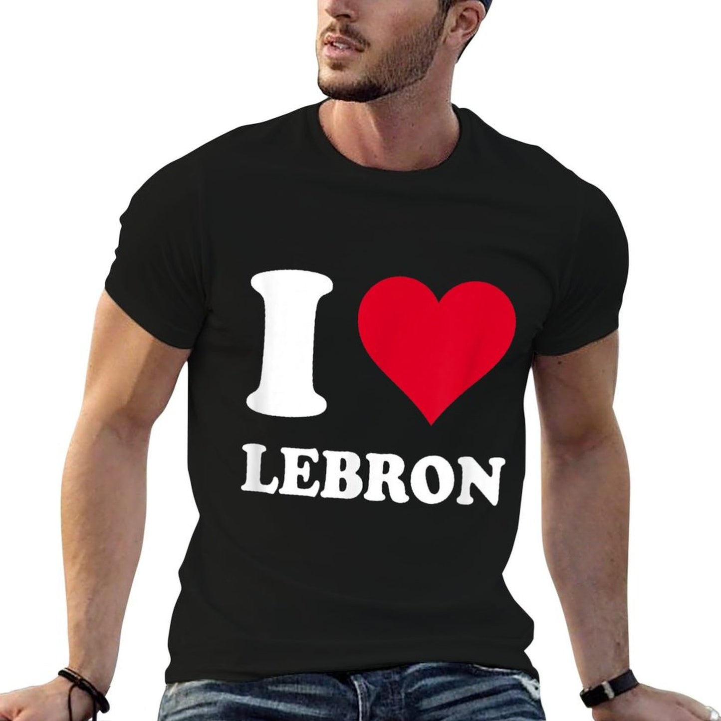 Red Heart I Love Lebron Trendy Pattern T-Shirt