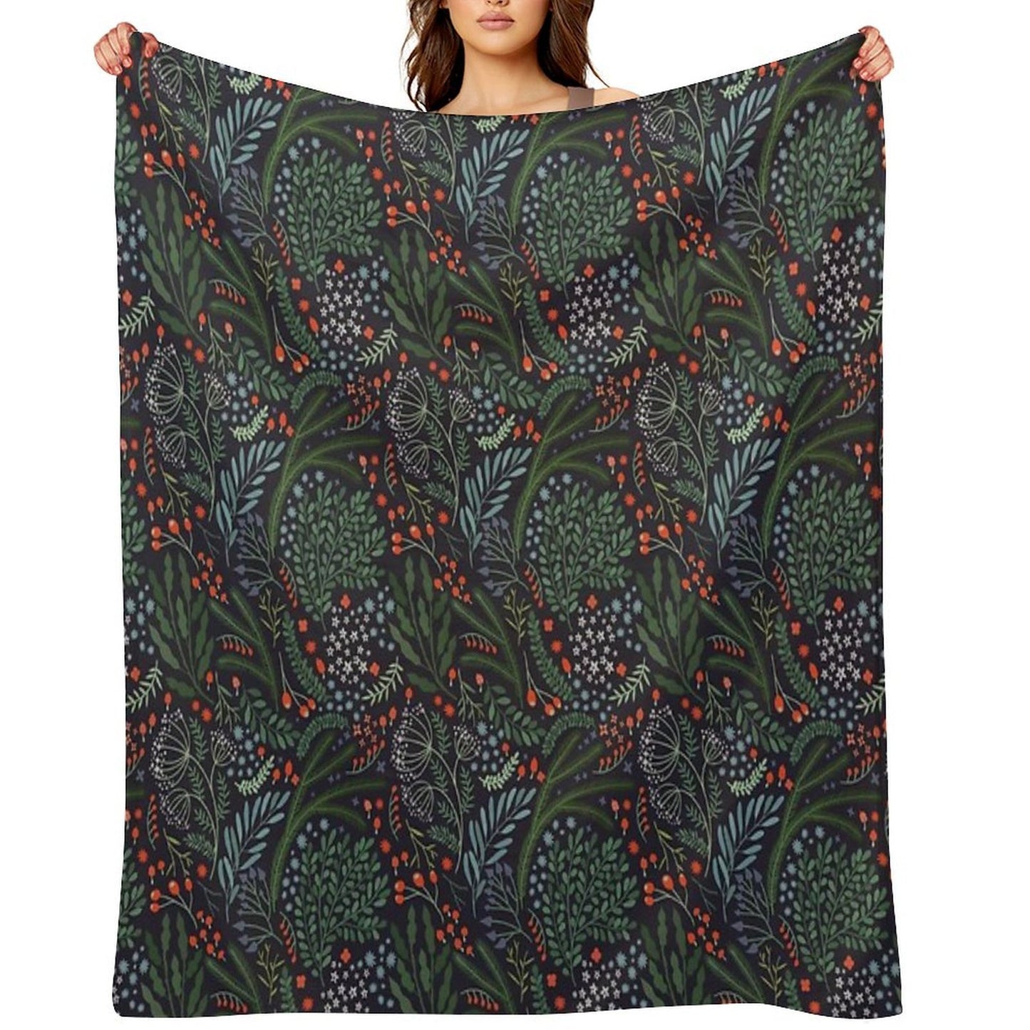 Night Florals Multi-functional Throw Blanket