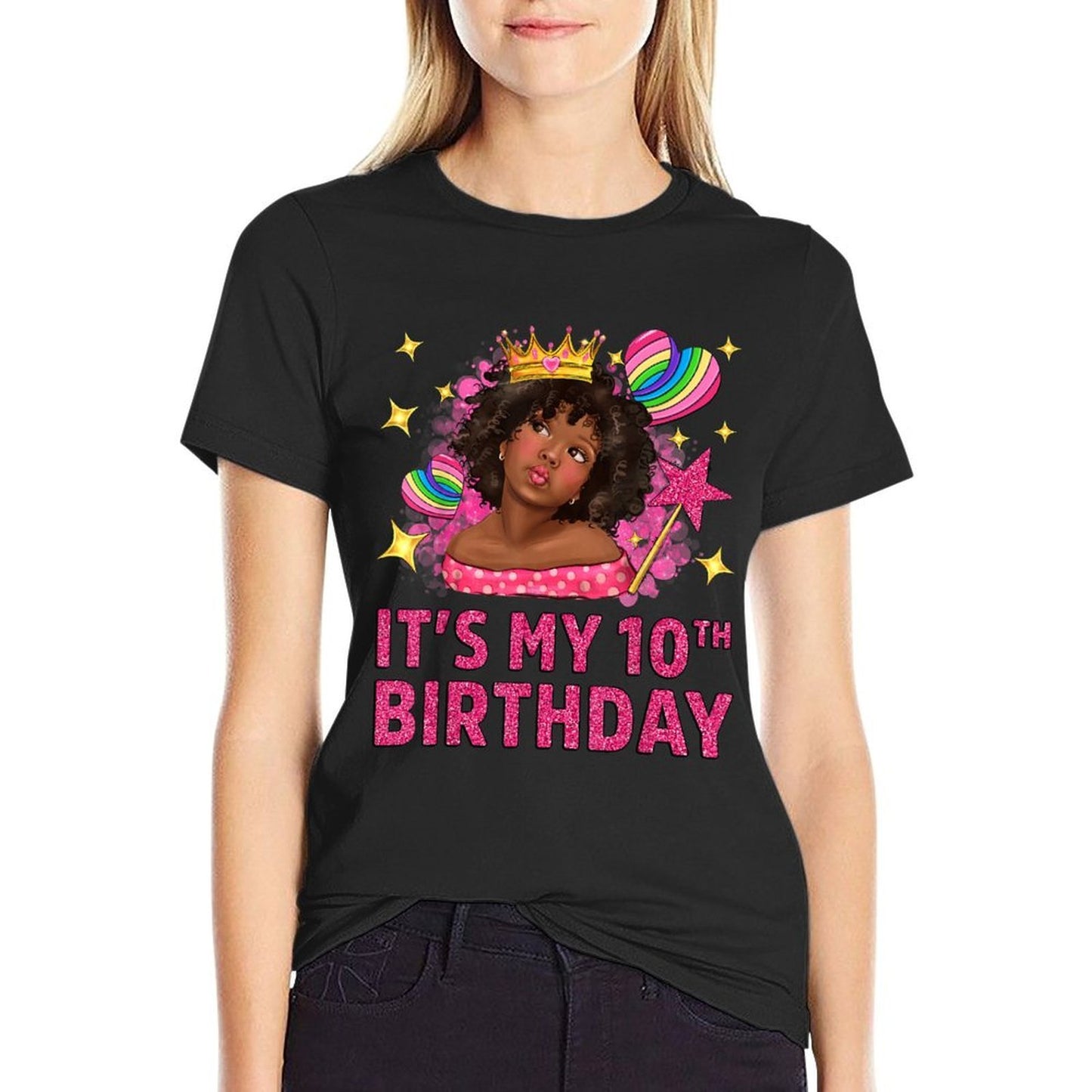 It's My 10th Birthday Black Girl African American Black Kids Breathable T-Shirt