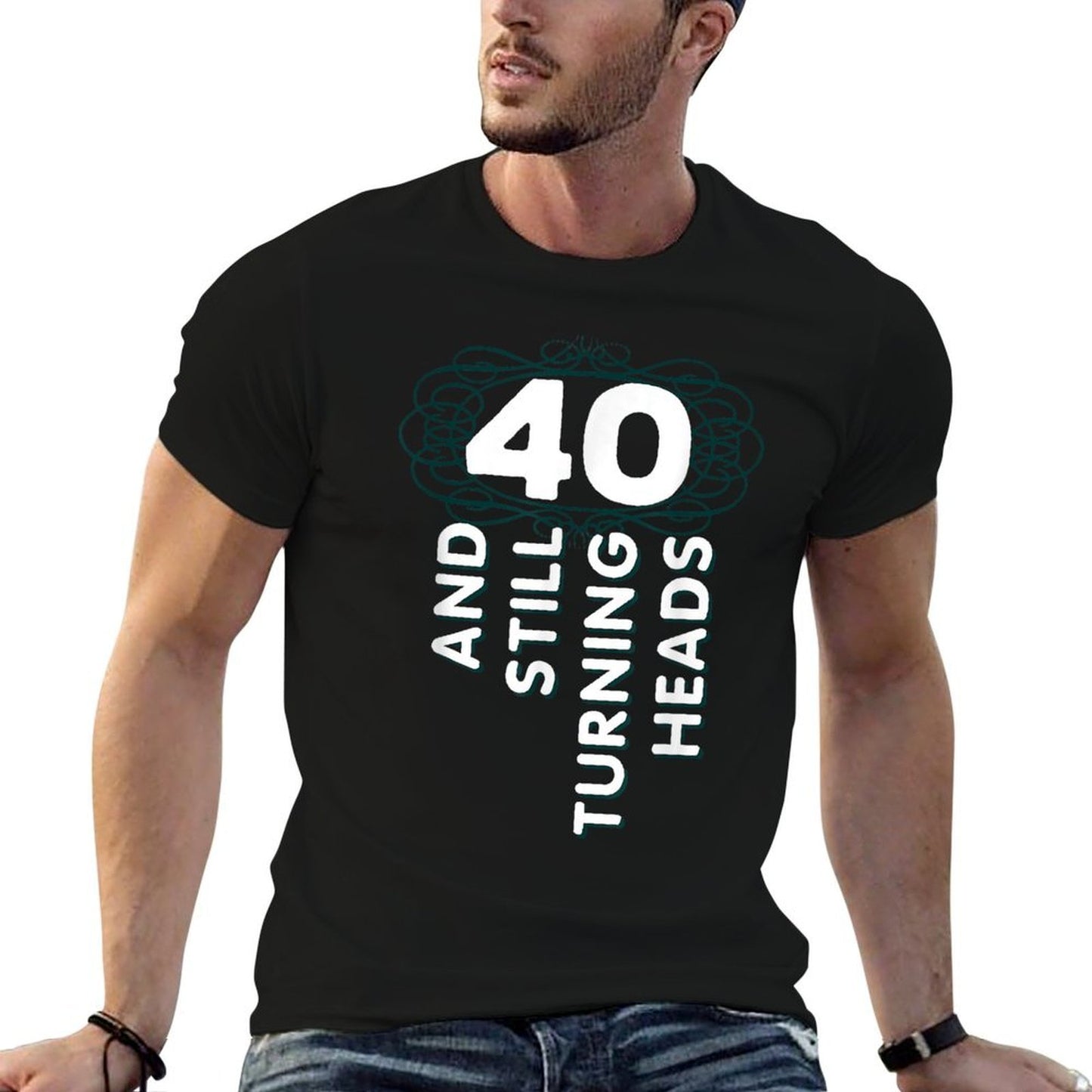 40 Years Old Turning Heads 40th Birthday Gift Mom Dad Breathable T-Shirt