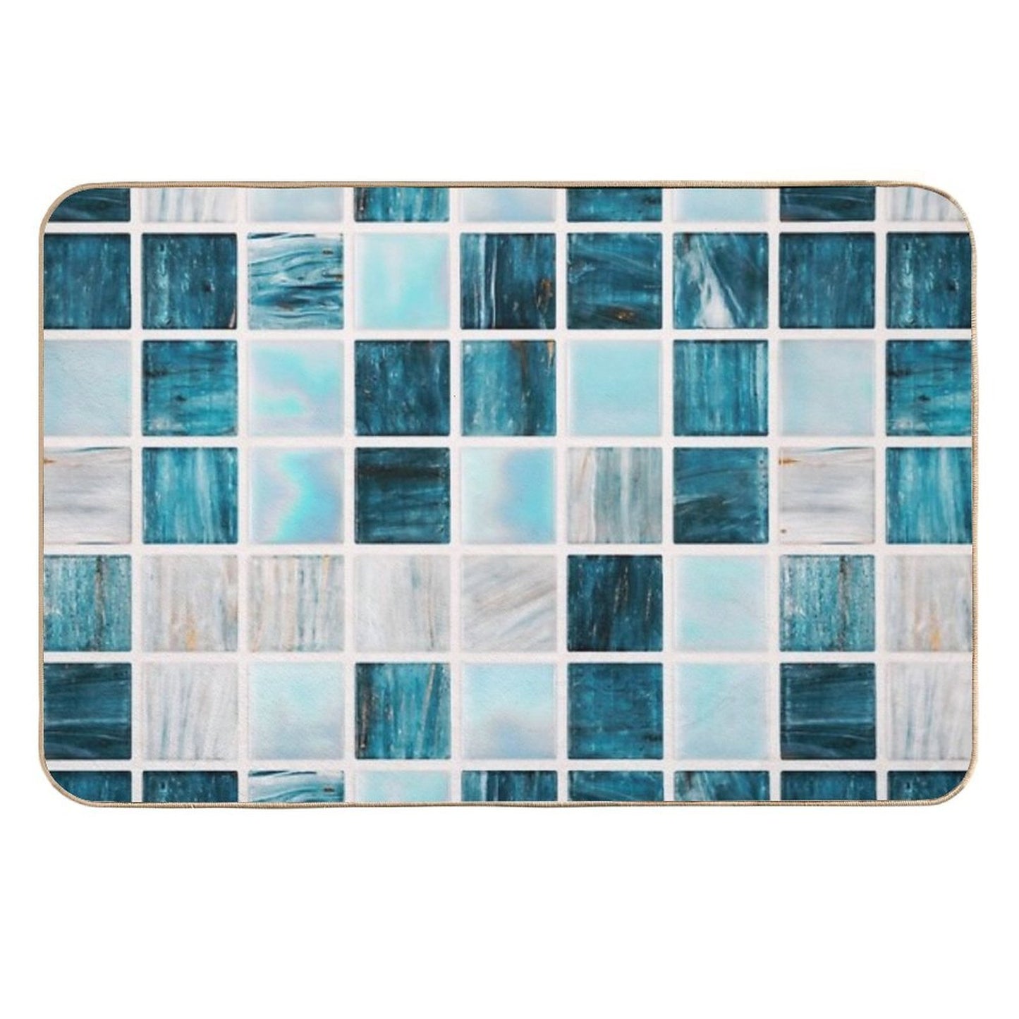 Geometric Marble Pattern Slip-Resistant Bath Mat