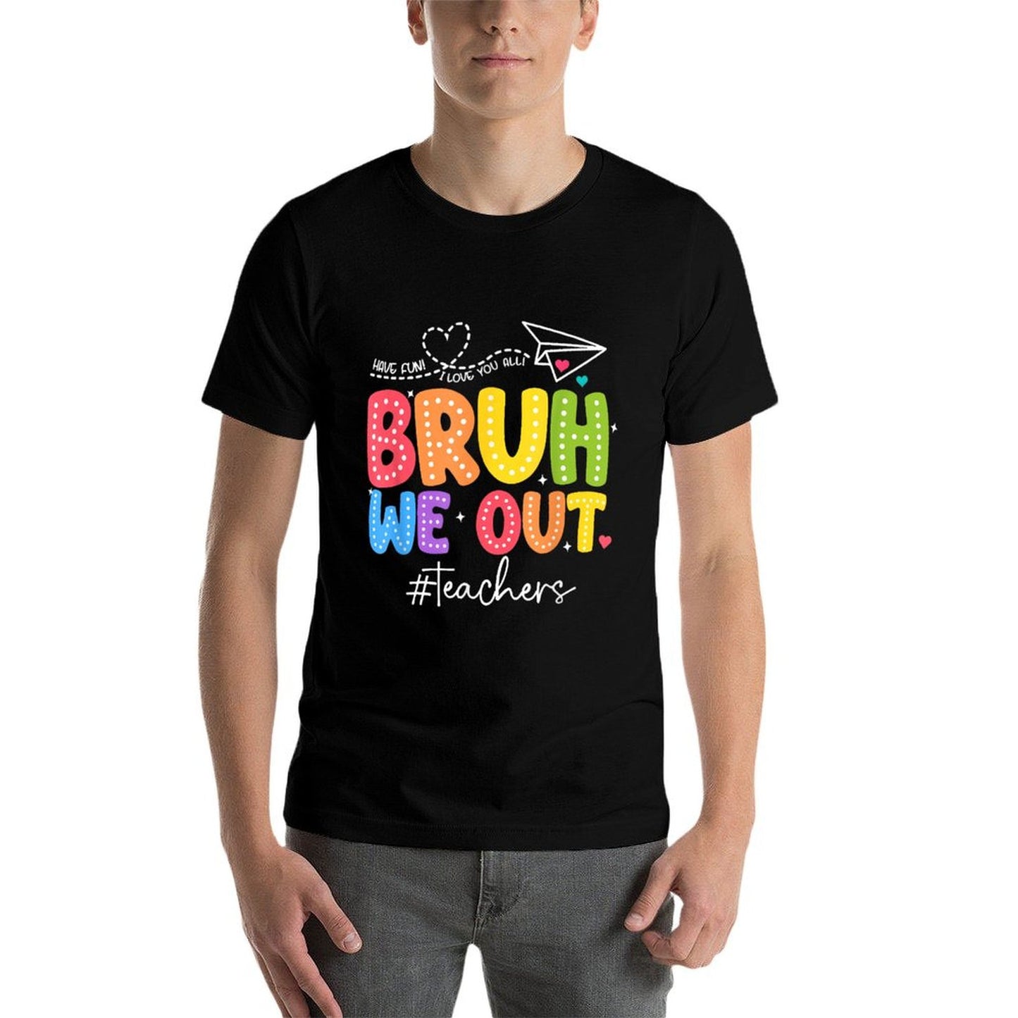 Bruh We Out Teachers Cute End Of School Year Groovy Summer Trendy Pattern T-Shirt