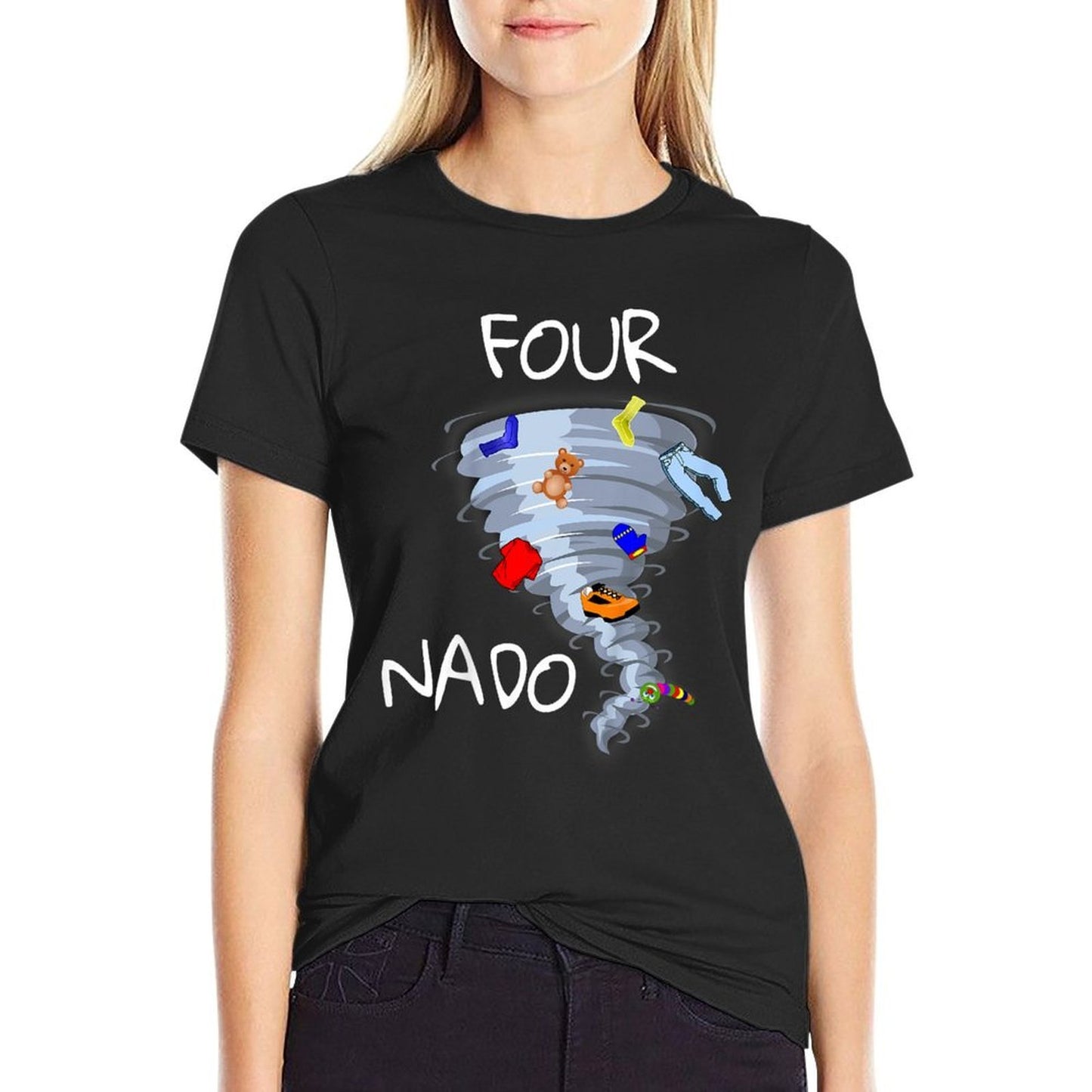 Kids Four Nado Tshirt 4 Year Old Birthday Boy T Rolled Sleeves T-Shirt