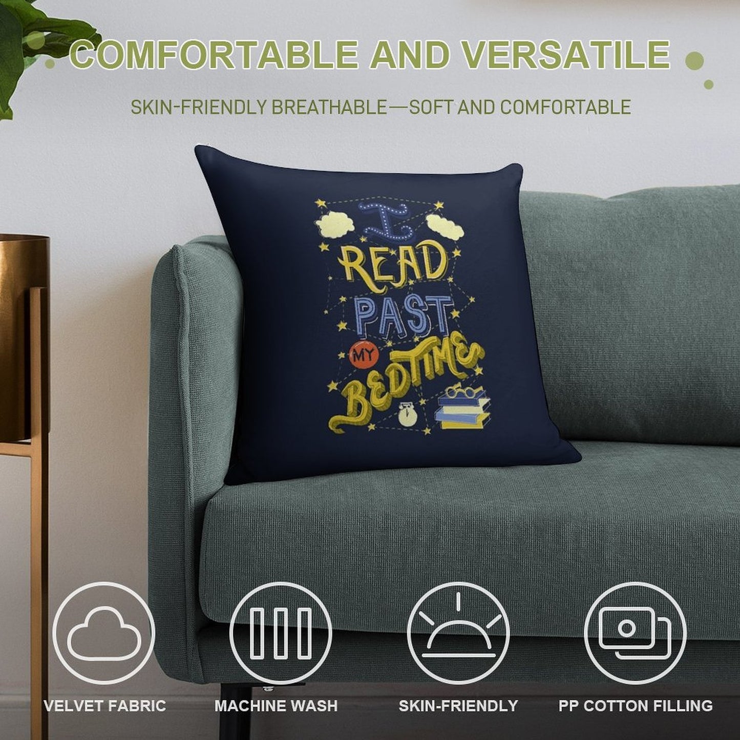 I Read Past My Bedtime Soft Style Accent Throw Pillow