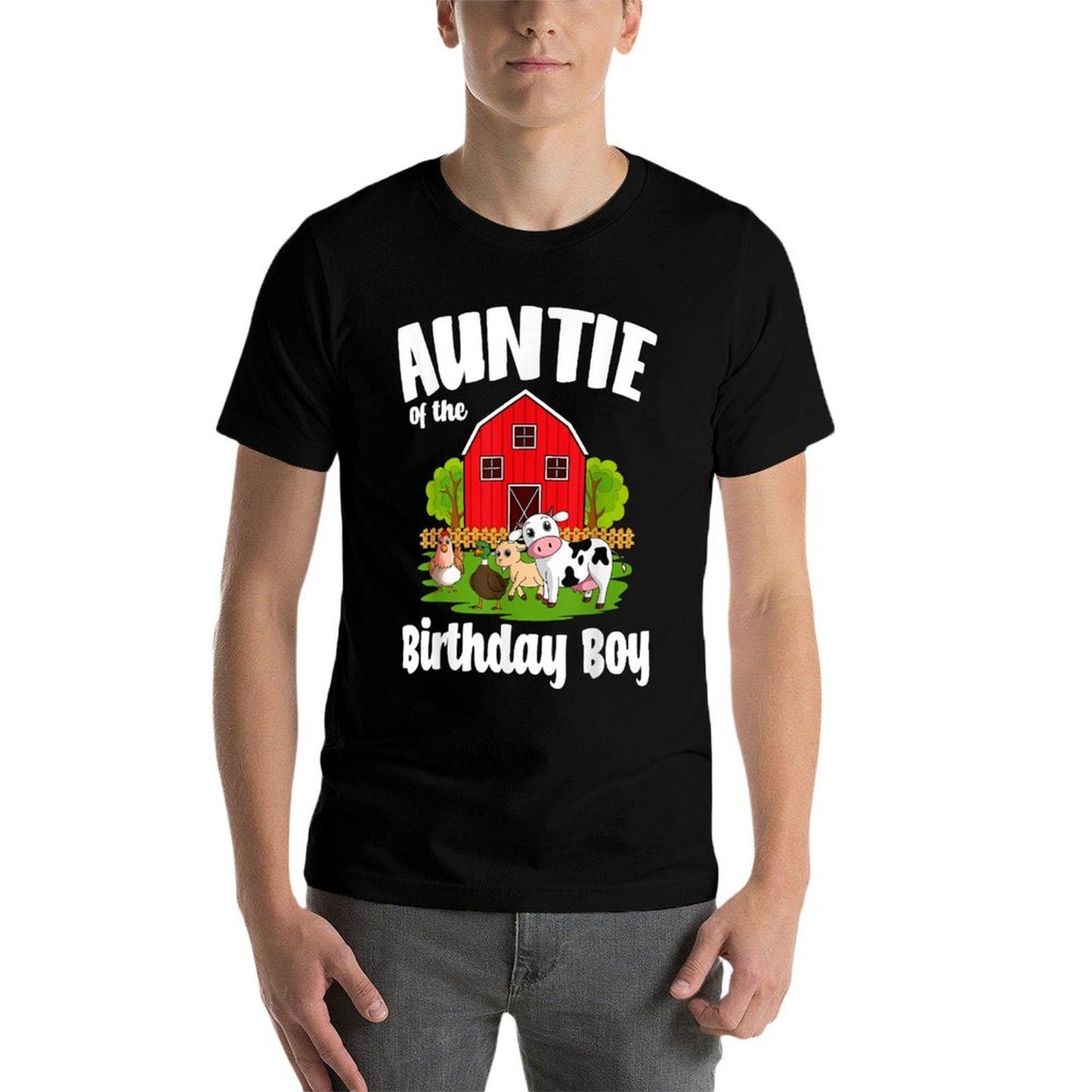 Auntie Of The Birthday Boy Farm Animal Bday Party Eco-friendly Material T-Shirt