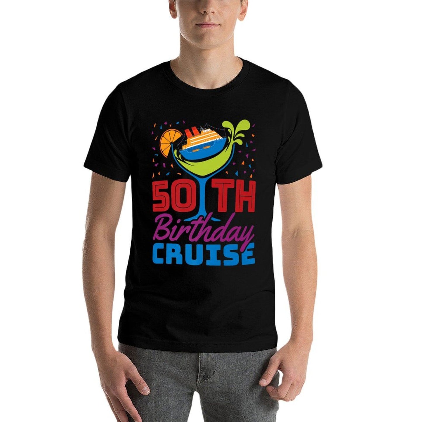50th Birthday Cruise Drinking Ship Premium Polyester Blend T-Shirt