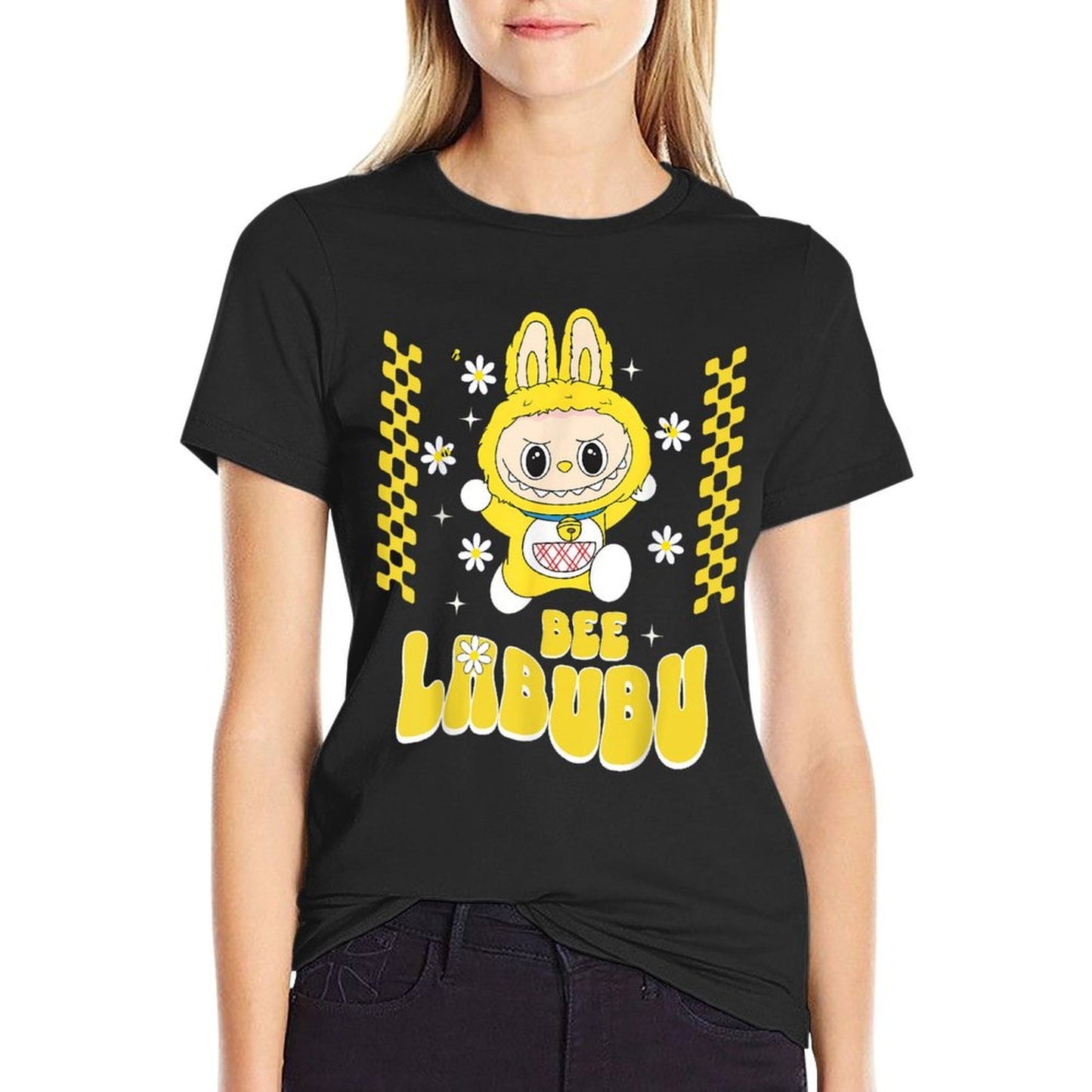 Funny Stylish Bee Labubu Cute Labubu The Monsters Oversized Silhouette T-Shirt