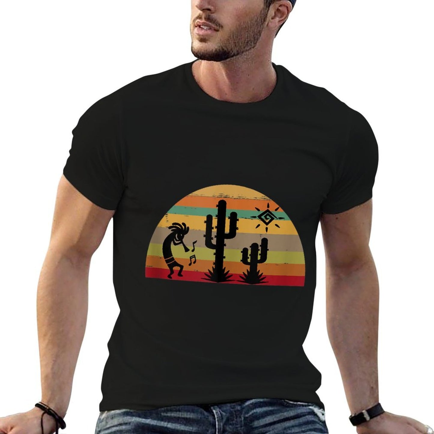 Kokopelli Native Retro Tribal Art Sun Gift Lightweight T-Shirt