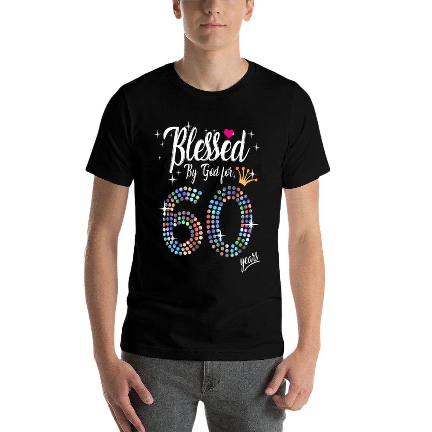 Womens Blessed by God for 60 Years 60th Birthday Anniversary Tagless Design T-Shirt
