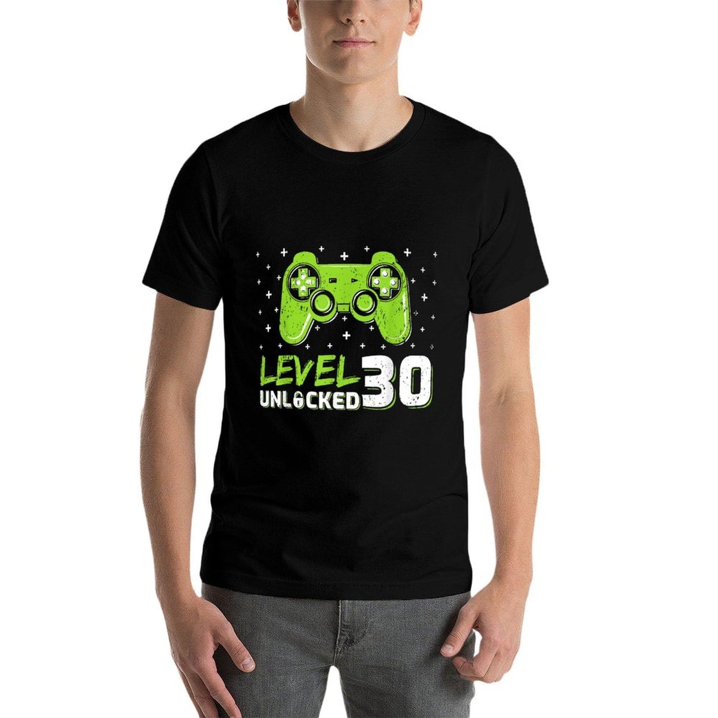 Gaming Lover Level 30 Unlocked Video Gamer 30th Birthday Rolled Sleeves T-Shirt