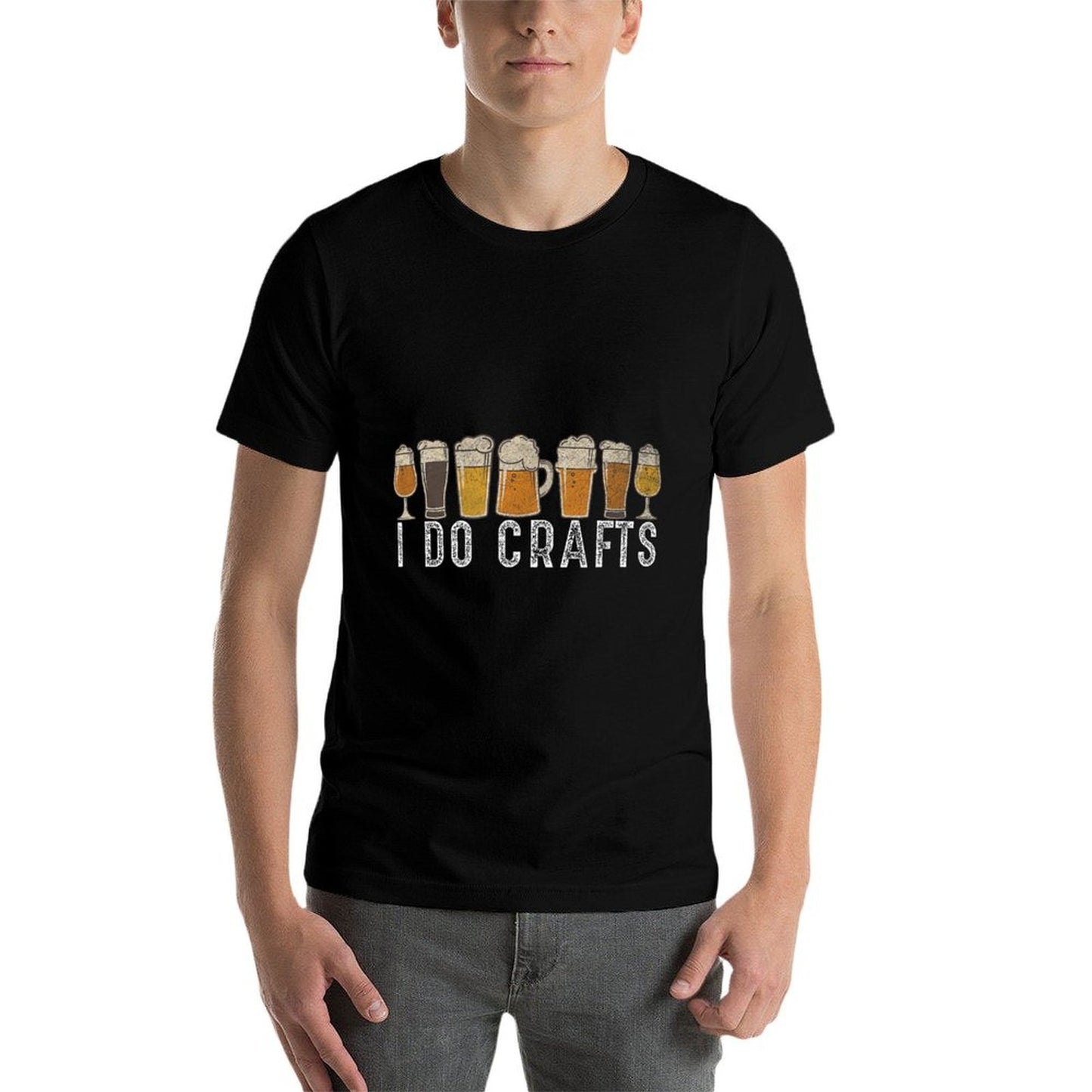 Craft Beer Vintage I Do Crafts Home Brew Art Ribbed Collar T-Shirt