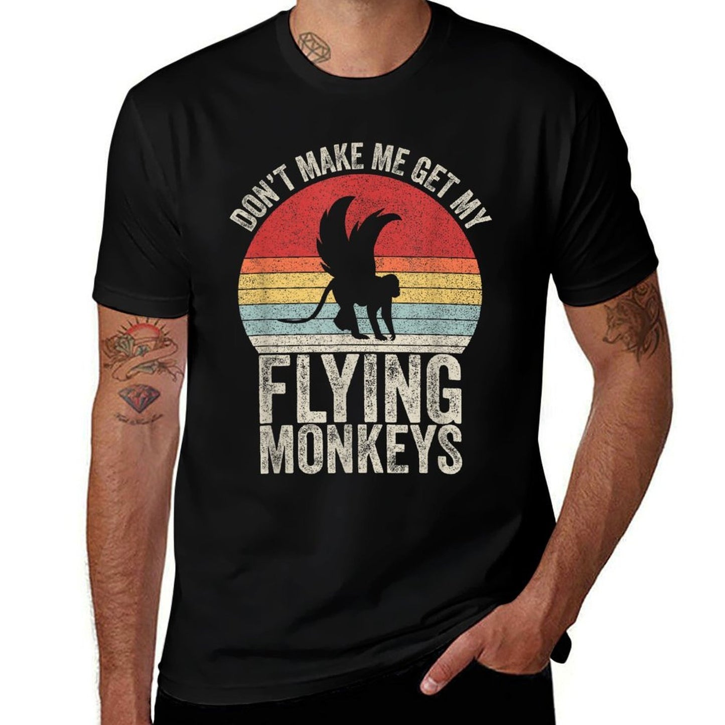 Vintage Retro Don't Make Me Get My Flying Monkeys Graphic-printed T-Shirt