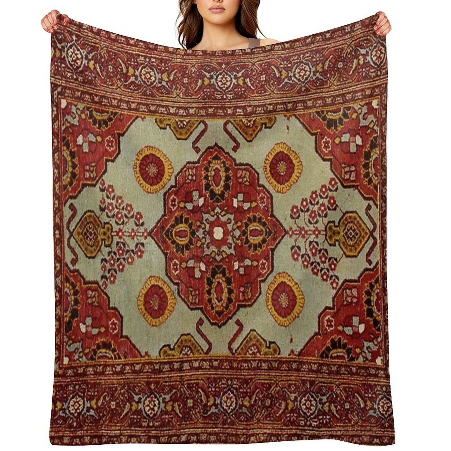 Bohemian Turkish Rug Multi-functional Throw Blanket