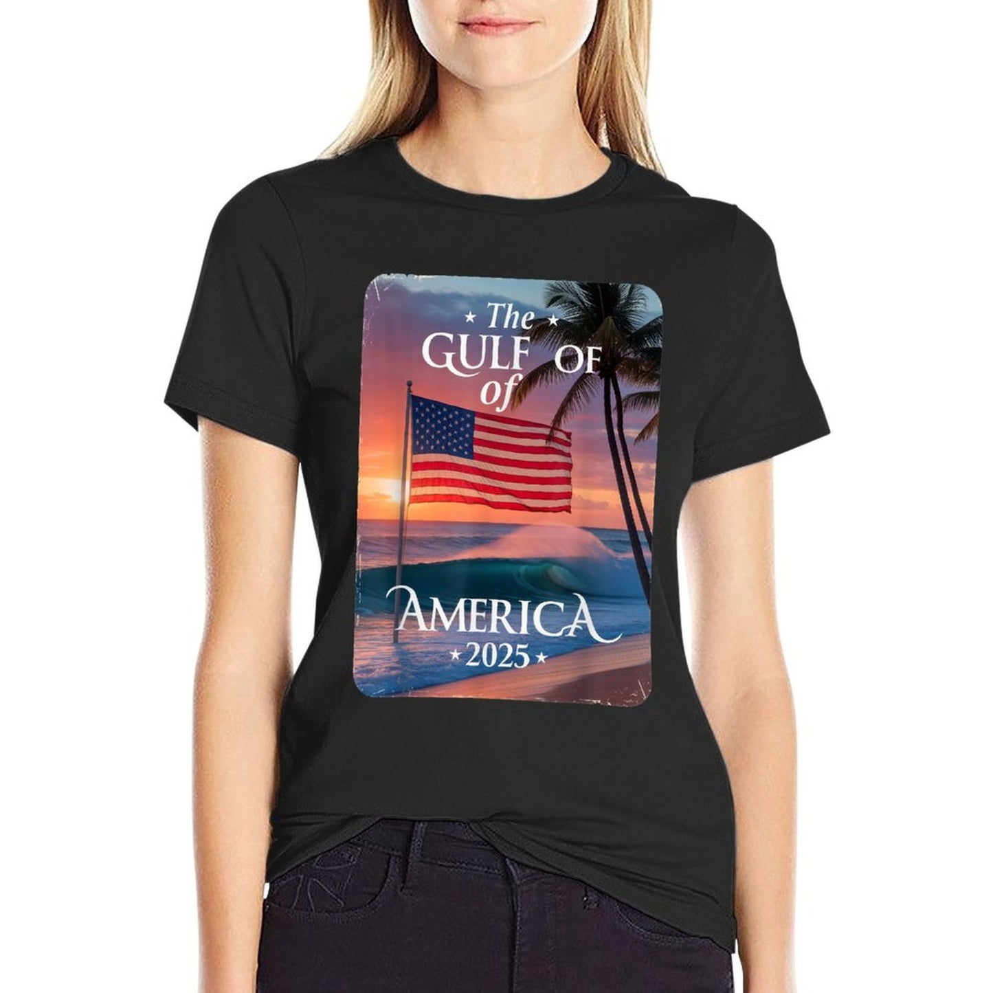 American Flag Gulf Mexico Gulf Of USA America Est 2025 Summer-ready Fabric T-Shirt