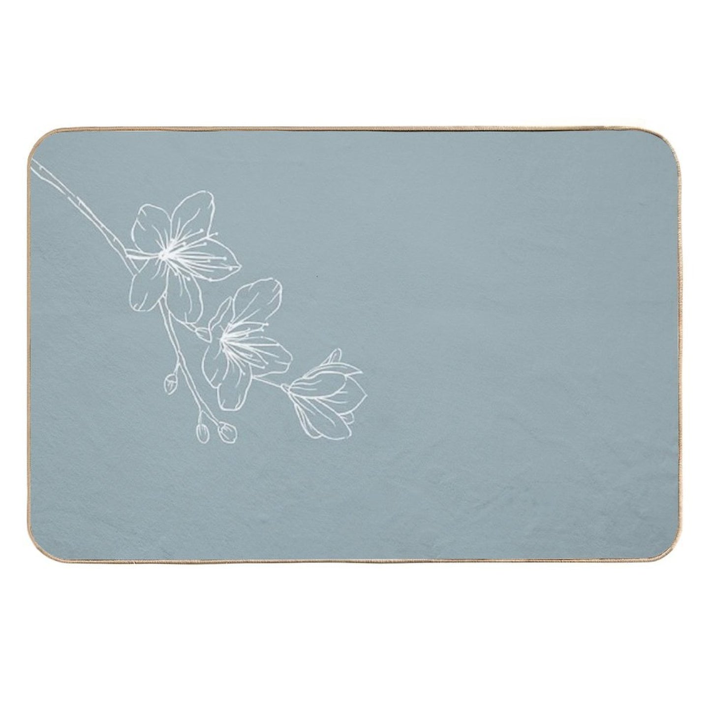 Minimal Flower Print Blue Absorbent Bath Mat