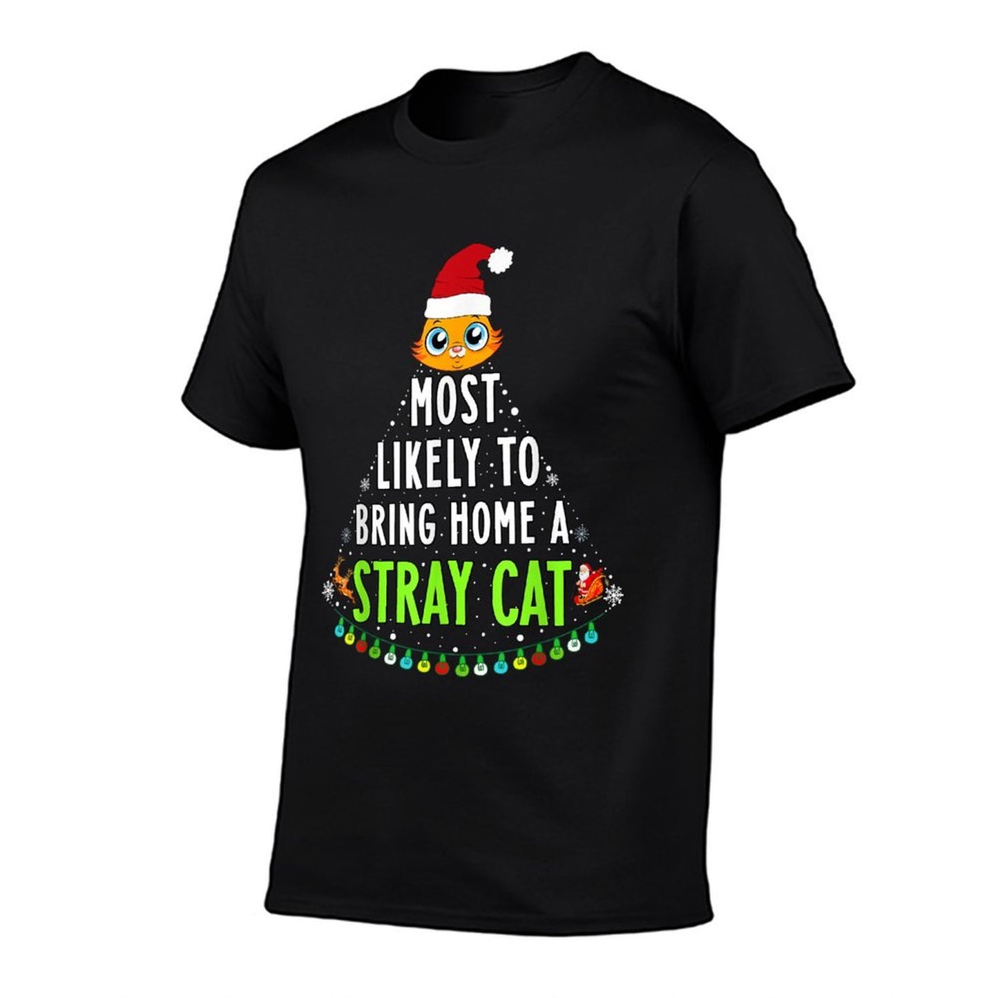 Most Likely Bring Home A Cat Christmas New Family Matching Easy-care T-Shirt