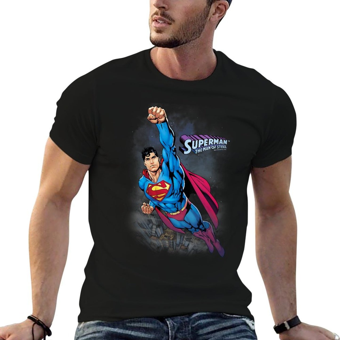 Womens Superman Twilight Flight Fade-proof Color T-Shirt