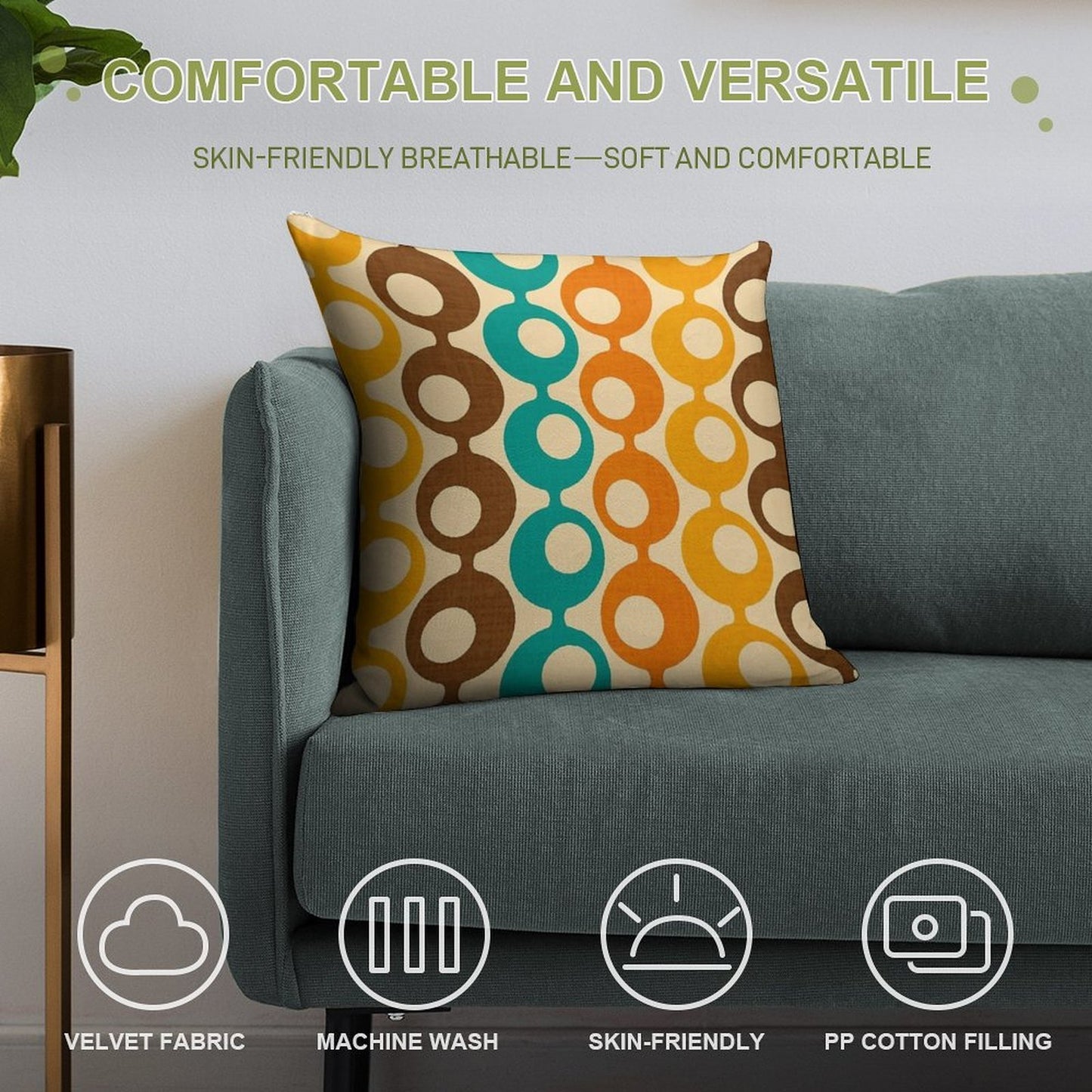 Mid-Century MOD Circles Pattern Soft Durable Construction Throw Pillow