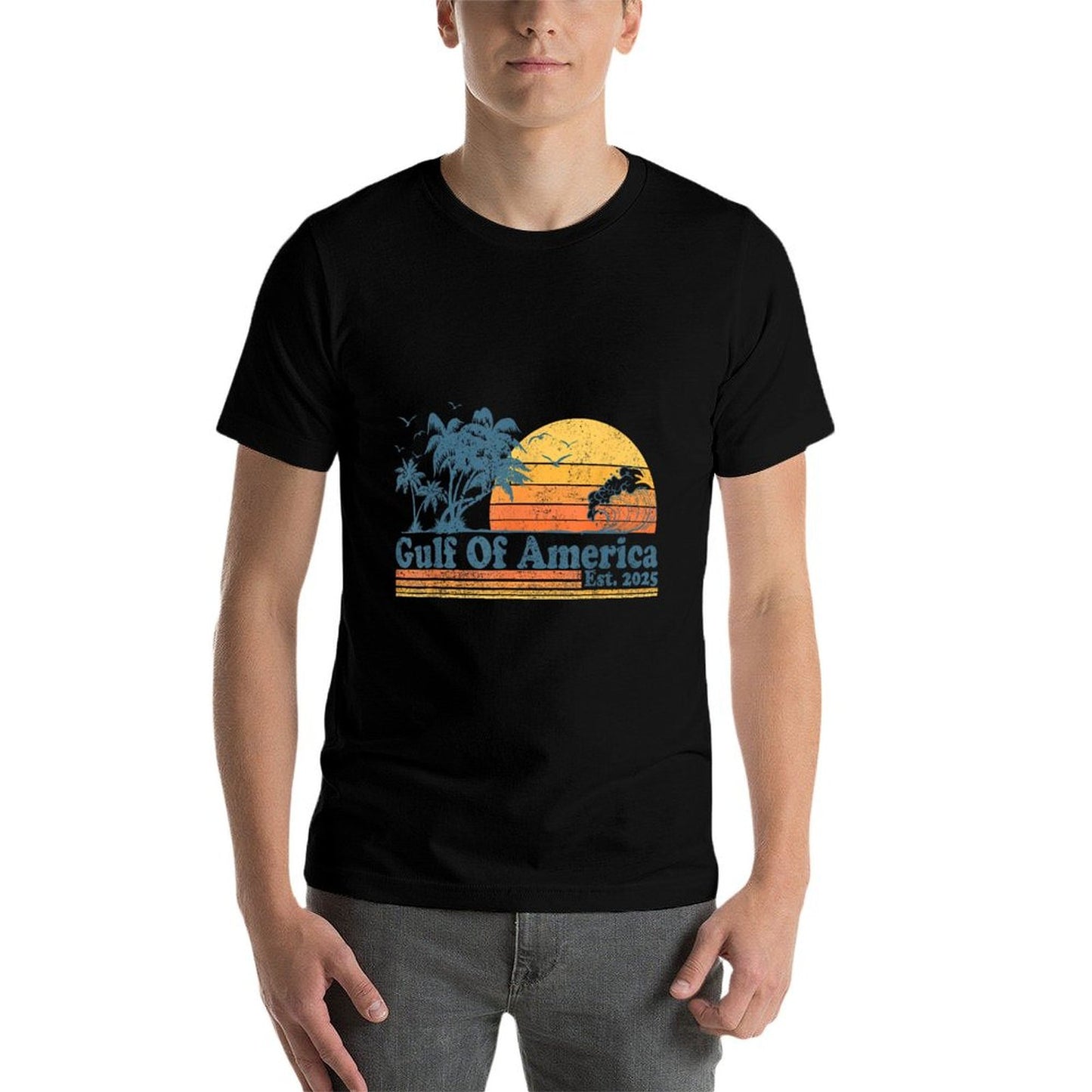 Gulf of US America Est 2025 Retro Vintage Beach Men Women Wrinkle-resistant T-Shirt