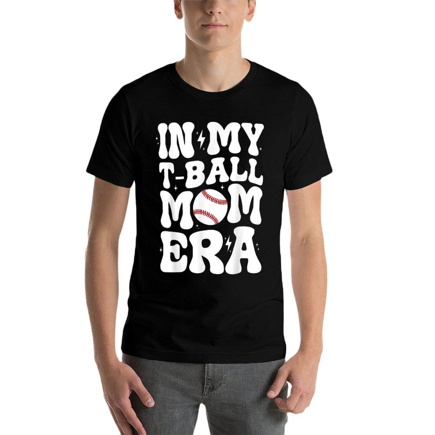 In My T Ball Mom Era Groovy Funny Ball Mom Mother's Day Vintage-inspired T-Shirt