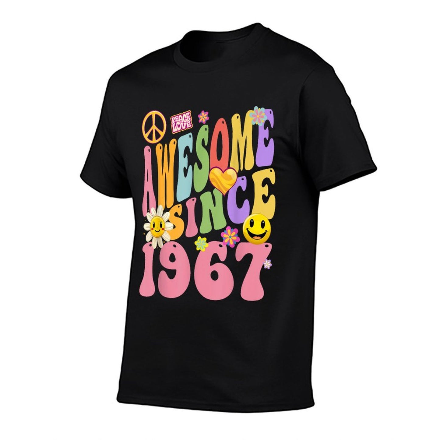 1967 Birthday Vintage Hippie Retro Awesome Since 1967 Moisture-wicking T-Shirt