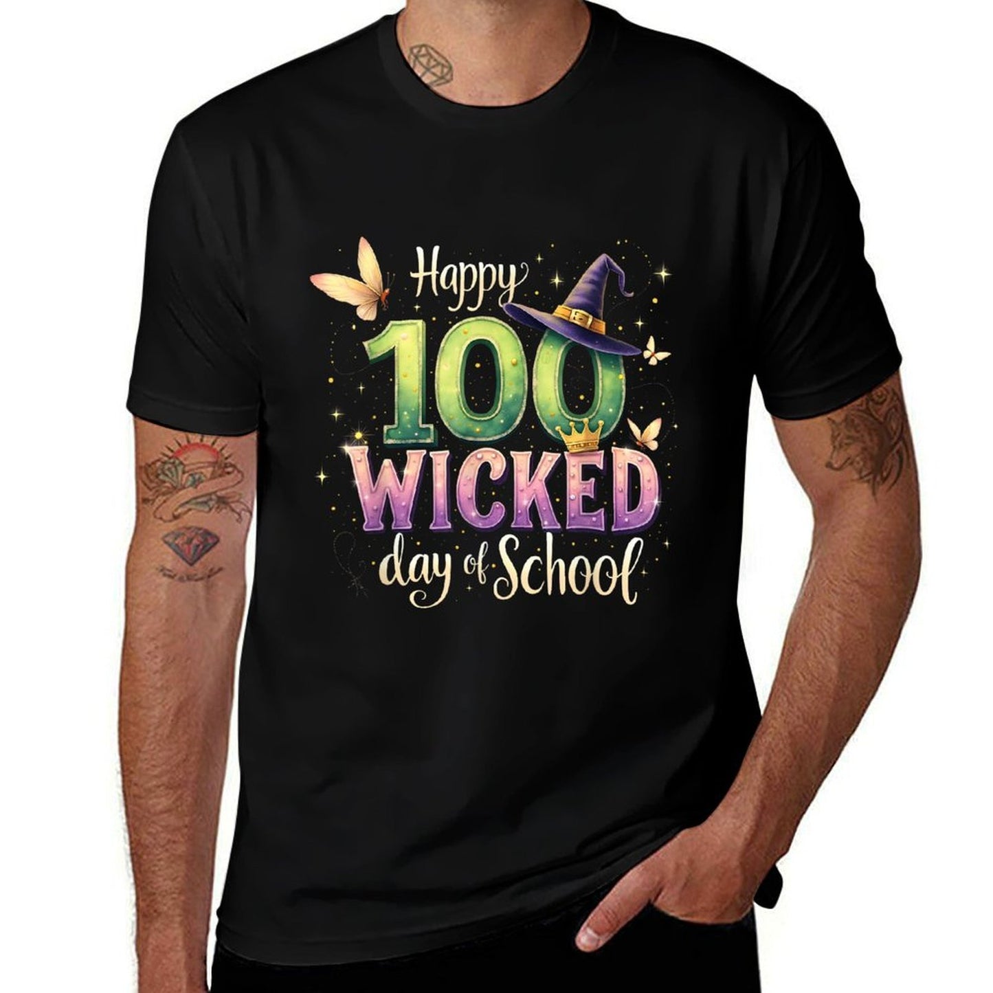 Happy 100 Wicked Days of School 100 Days of School Costume Summer-ready Fabric T-Shirt