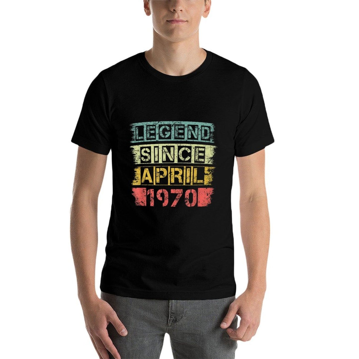 Vintage Retro Legend Since April 1970 50th Birthday Gift Heathered Texture T-Shirt