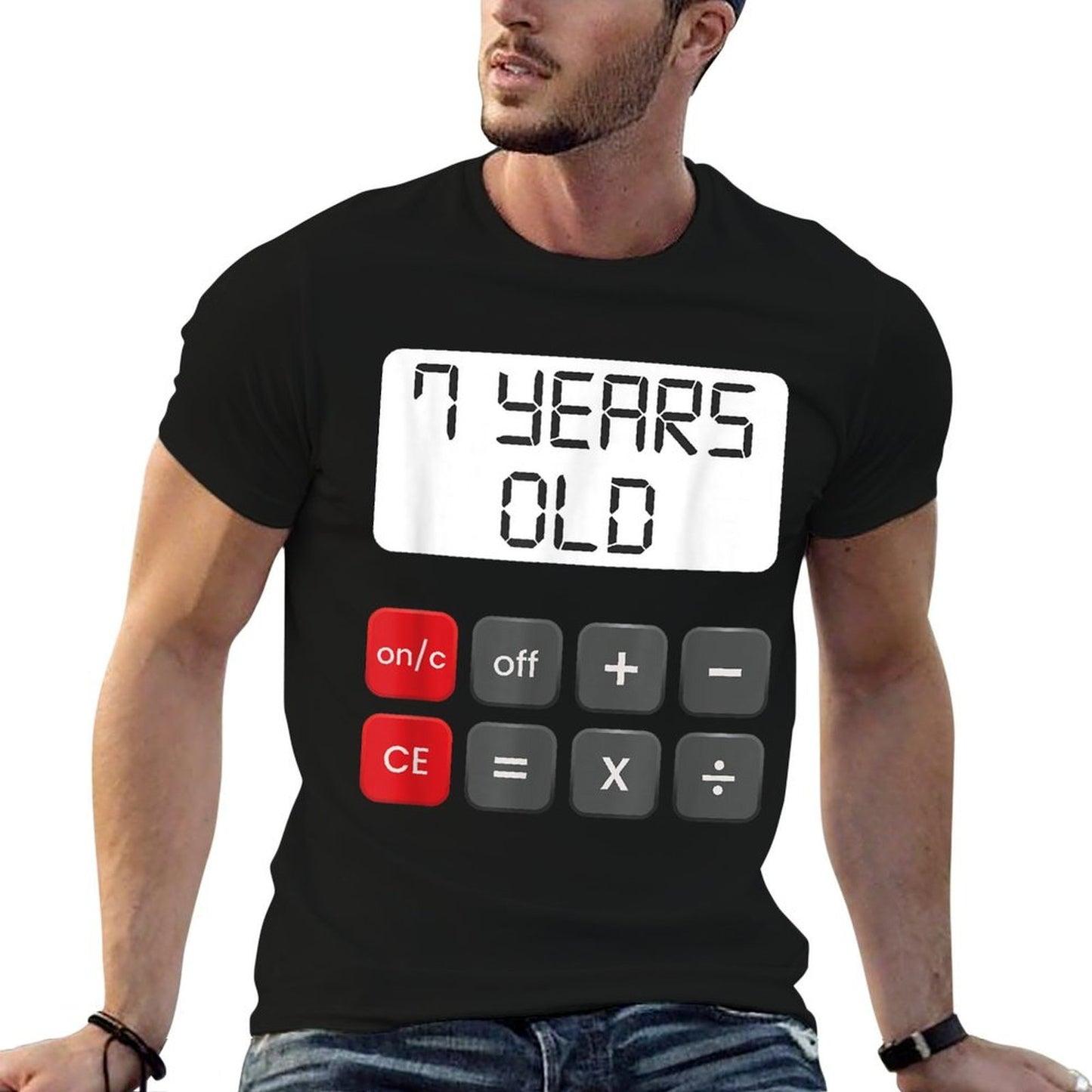 Funny Math Geek 7th Birthday Gift Math 7 Years Old Birthday Heathered Texture T-Shirt