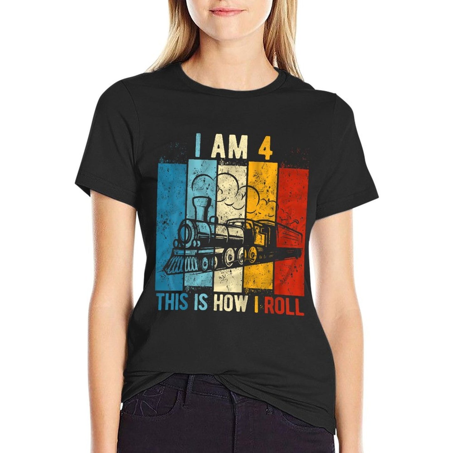 4th Birthday Boy Train 4 Year Old Birthday Soft T-Shirt
