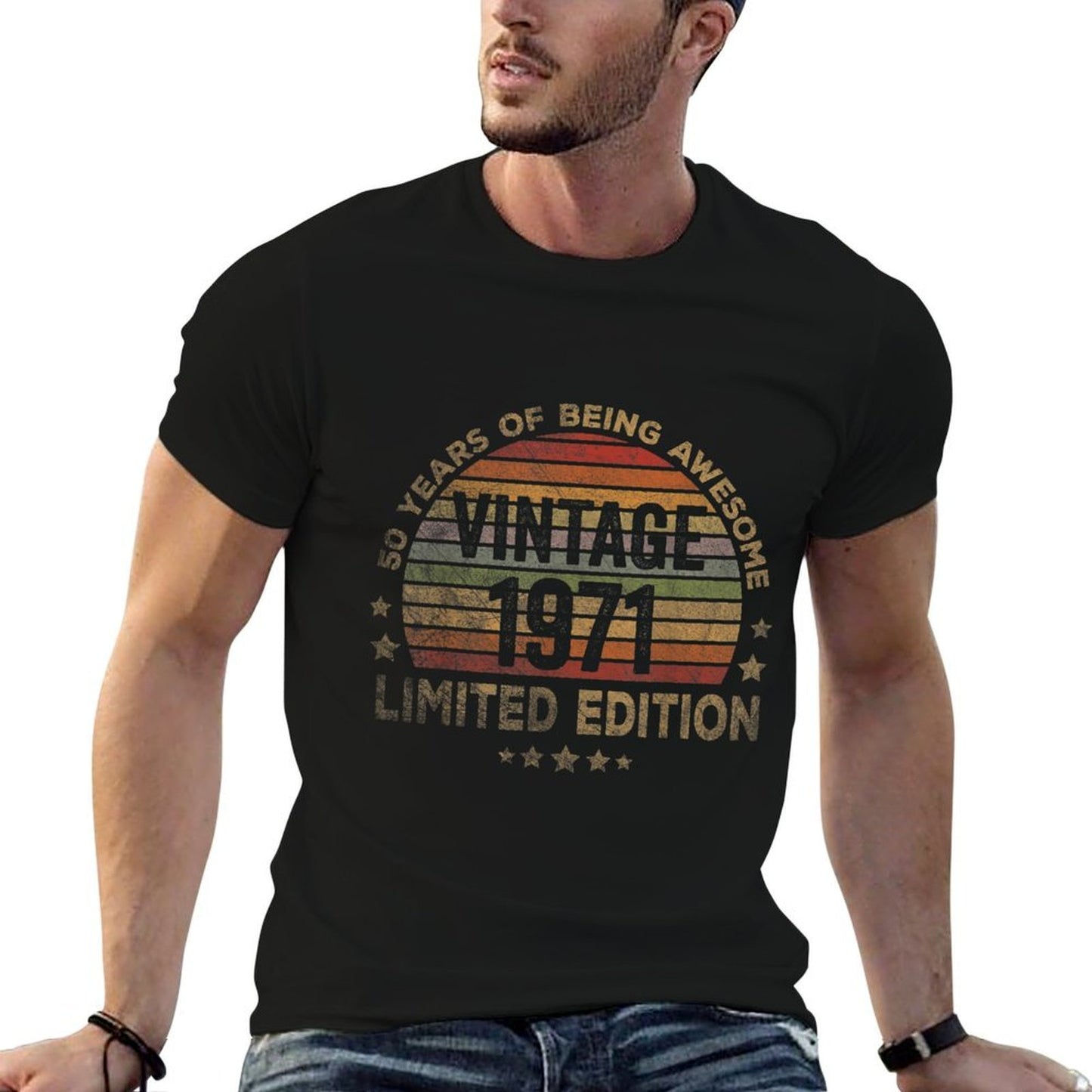 50 Year Old Gifts Vintage 1971 Limited Edition 50th Birthday Heathered Texture T-Shirt