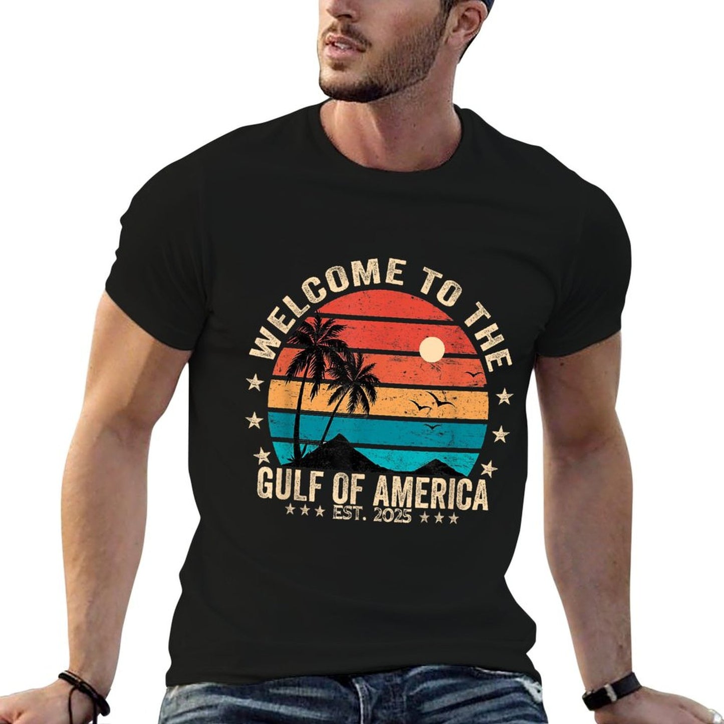Gulf Of USA America Est 2025 Retro Vintage American Flag Odor-resistant T-Shirt