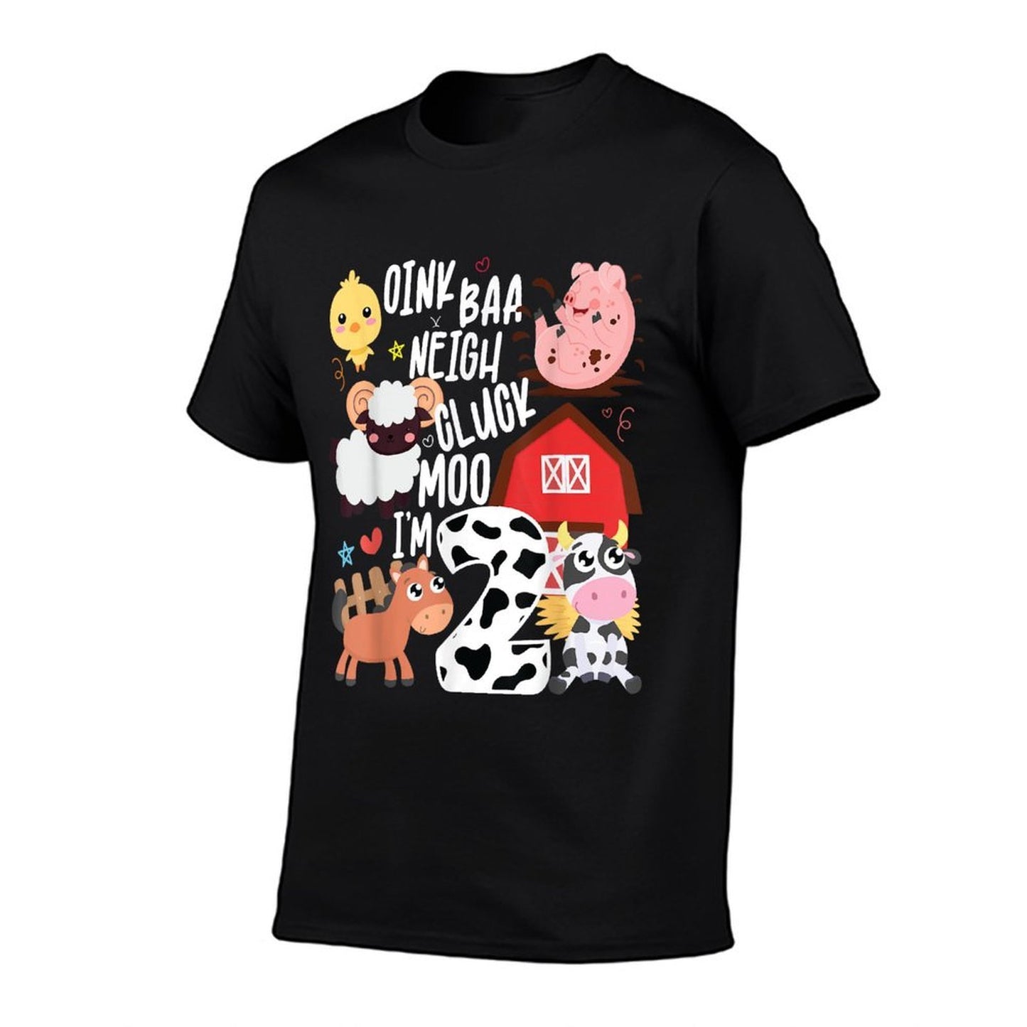 Oink Baa Neigh Cluck Moo I'm Two 2 Farmer 2nd Birthday Farm Stretchy T-Shirt