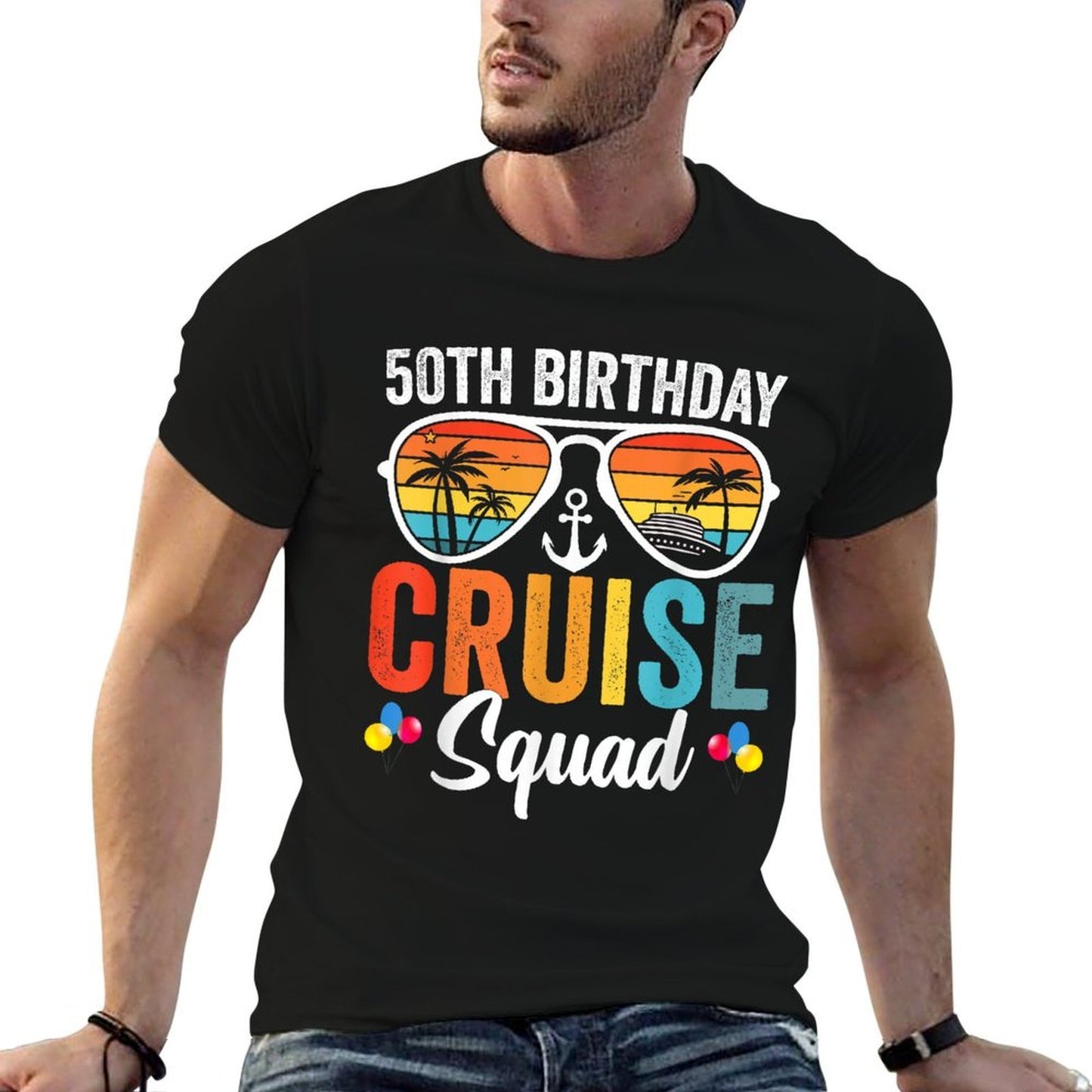 50th Birthday Cruise Squad Gifts 2025 Matching Party Family Versatile T-Shirt