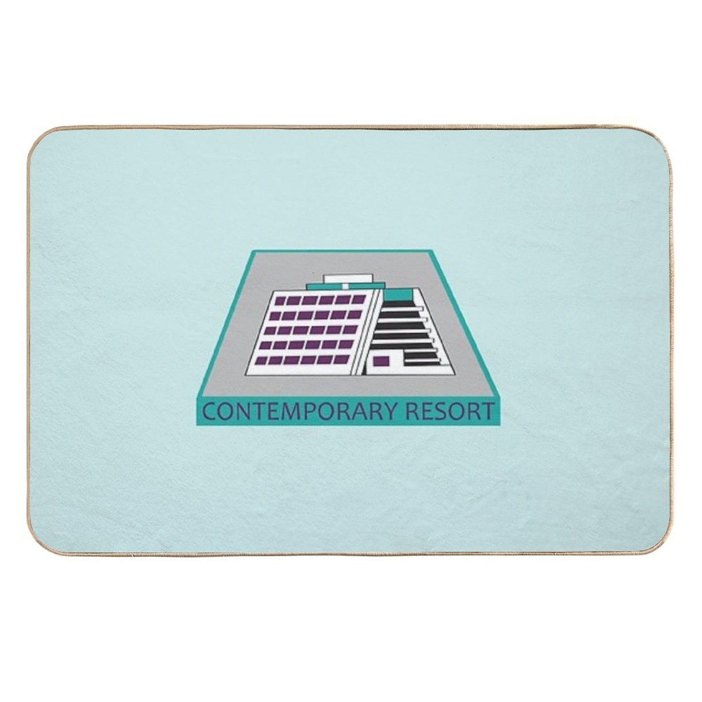 Contemporary in Blue Easy To Clean Bath Mat