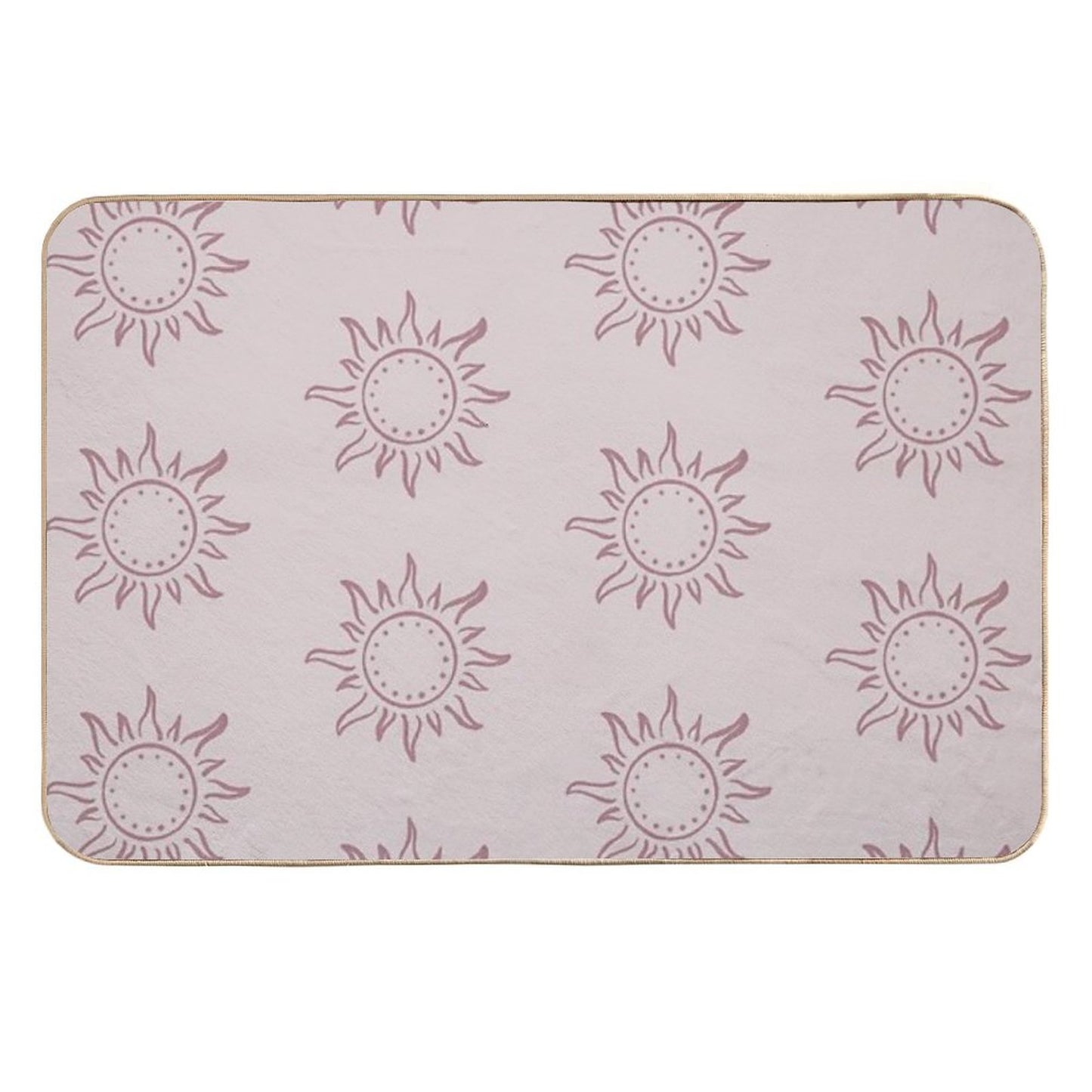 Cute Boho Sun Pattern Bohemian Aesthetic In Muted Colors Light & Dark Muted Pink Stain-Proof Bath Mat