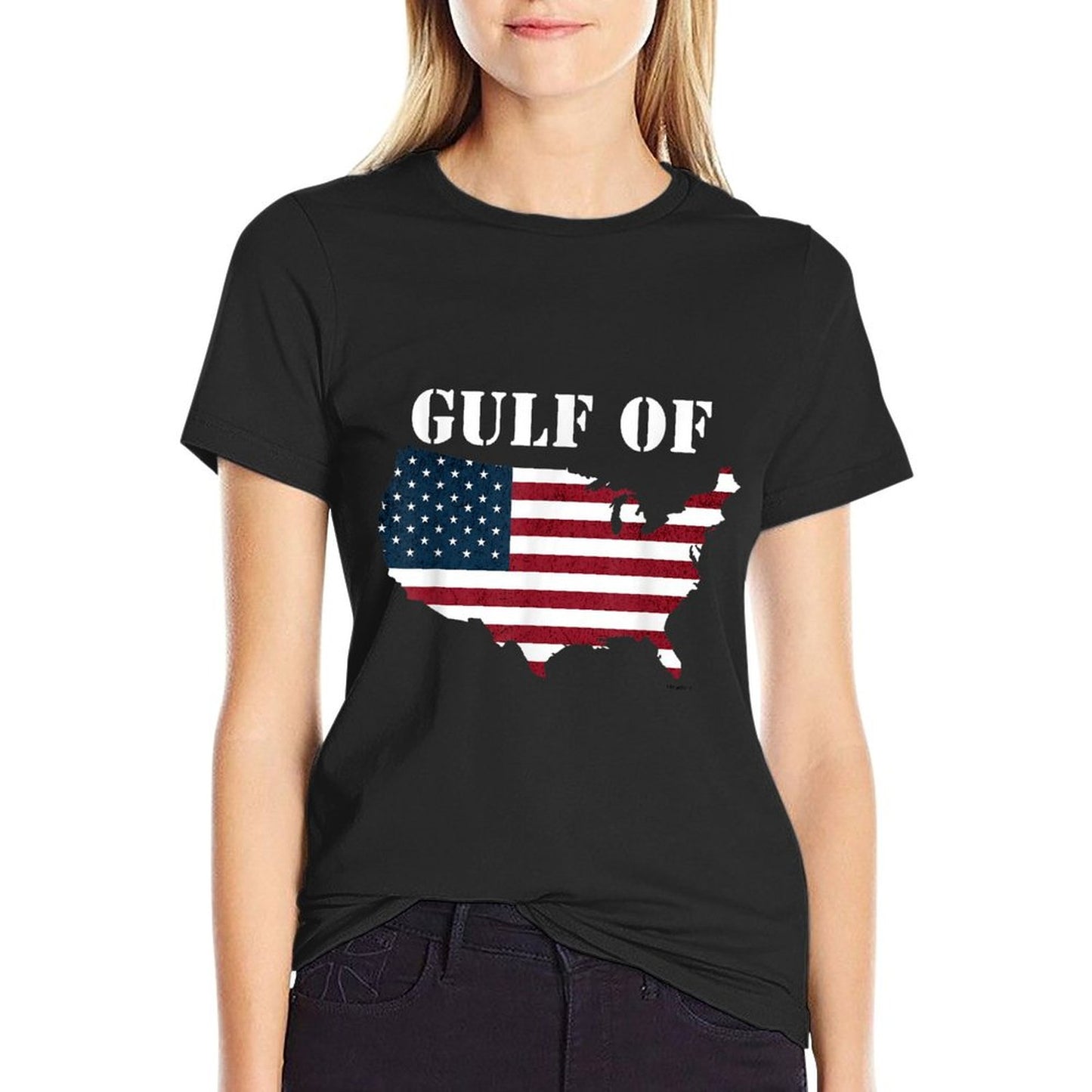 Gulf Of United States Of America Map Funny Patriotic Oversized Silhouette T-Shirt